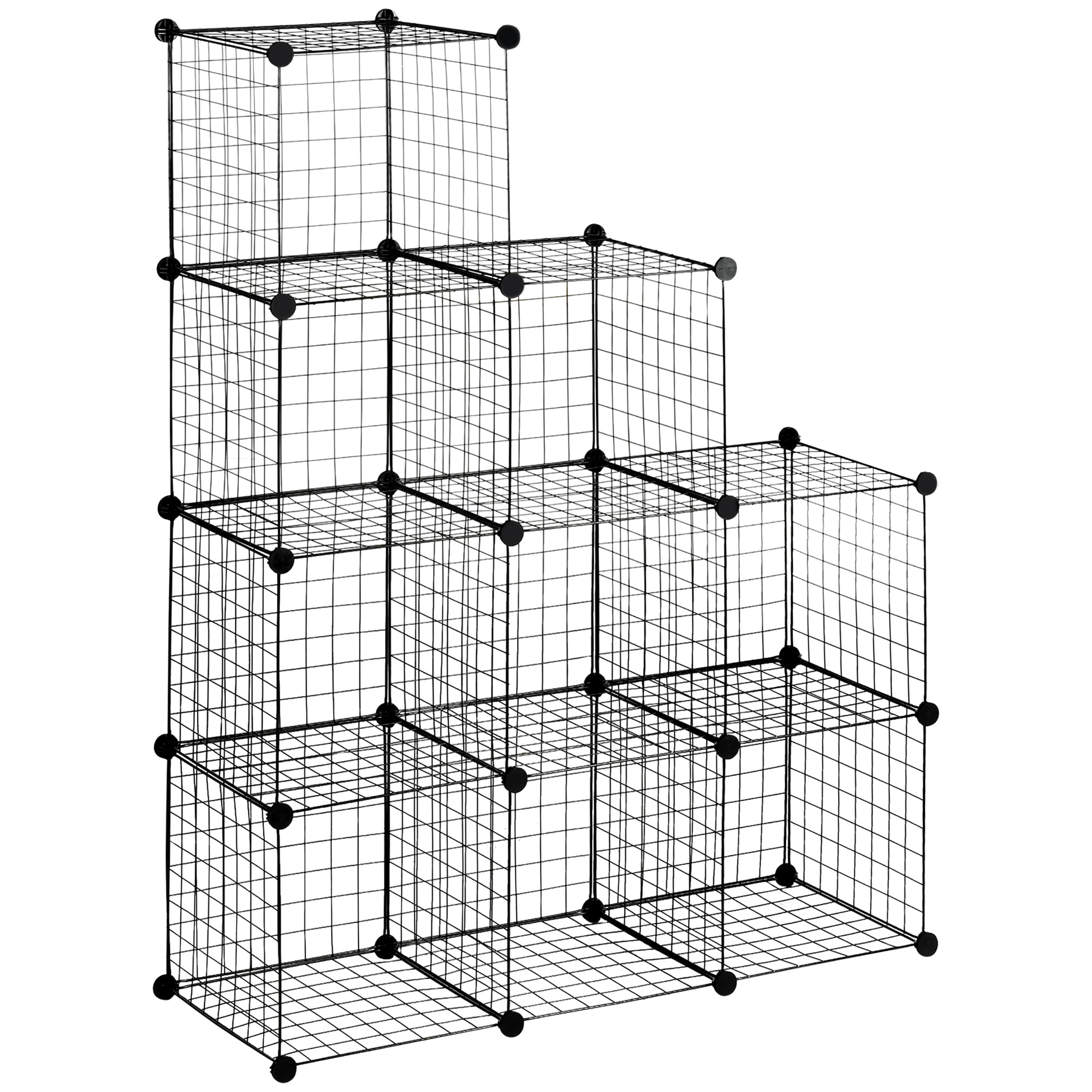 Steckregal, Würfelregal, Schuhregal, 9 Würfel, modularer Aufbau, Stahl, schwarz, 35 x 35 x 35 cm je Würfel Steckregal, Würfelregal, Schuhregal, 9 Würfel, modularer Aufbau, Stahl, schwarz, 35 x 35 x 35 cm je Würfel