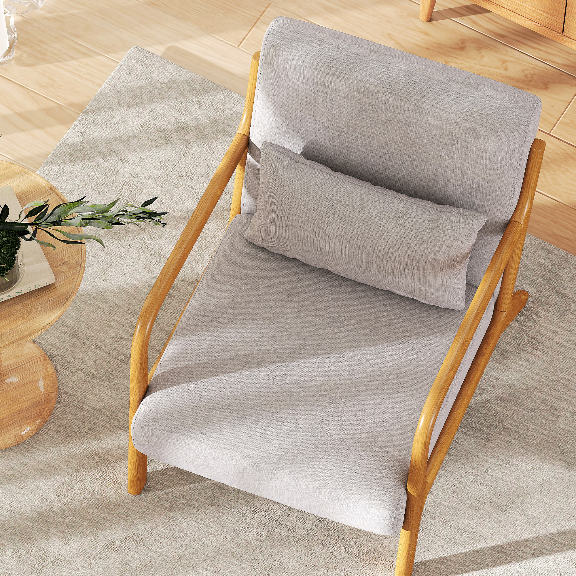 Eleganter Lounge-Sessel mit Holzrahmen und Schaumstoff-Polsterung, Samtoptik, für Wohnzimmer, Schlafzimmer, Grau
