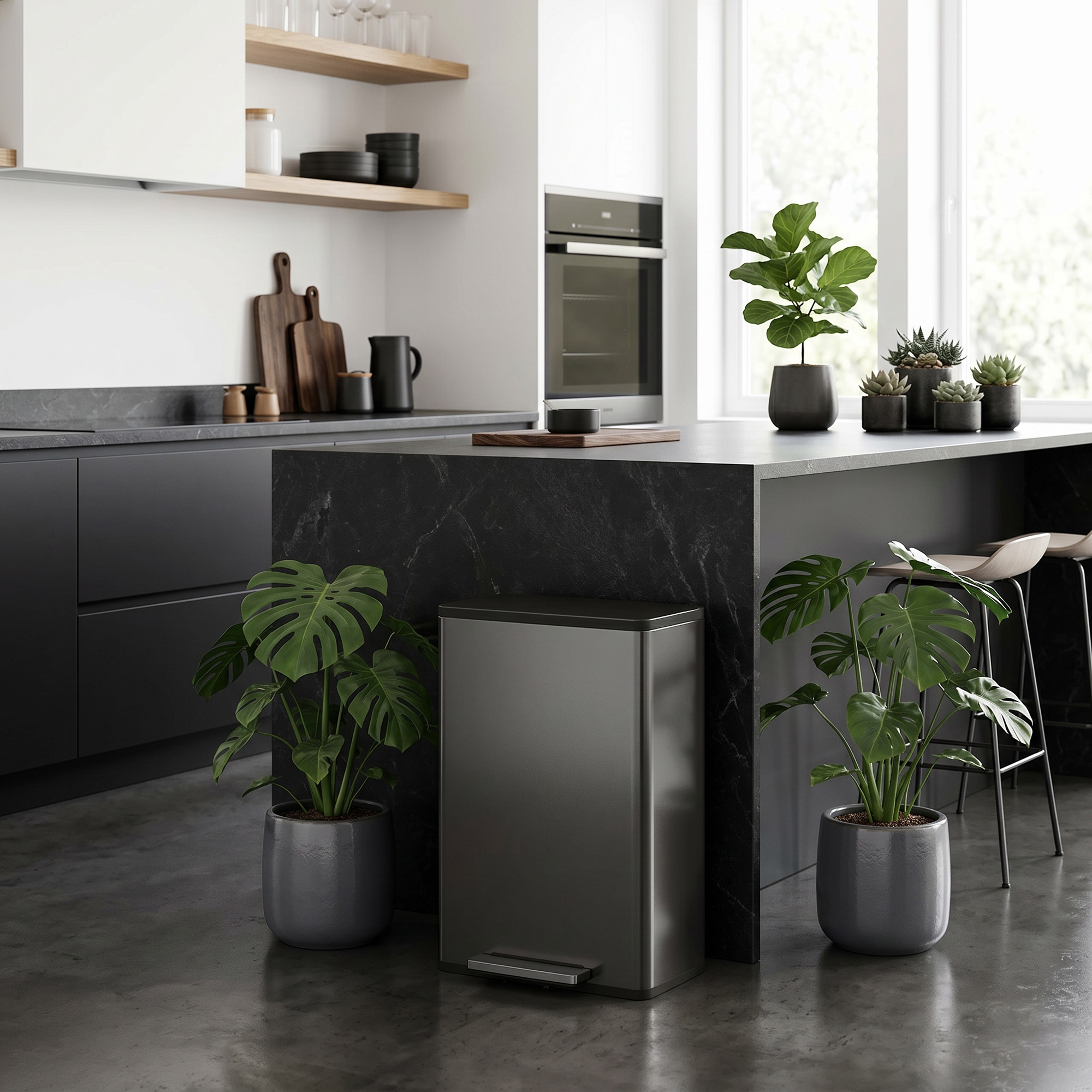 Mülleimer Küche 45 Liter Treteimer Küchenmülleimer mit Soft-Close-Deckel, Herausnehmbarem Innenbehälter