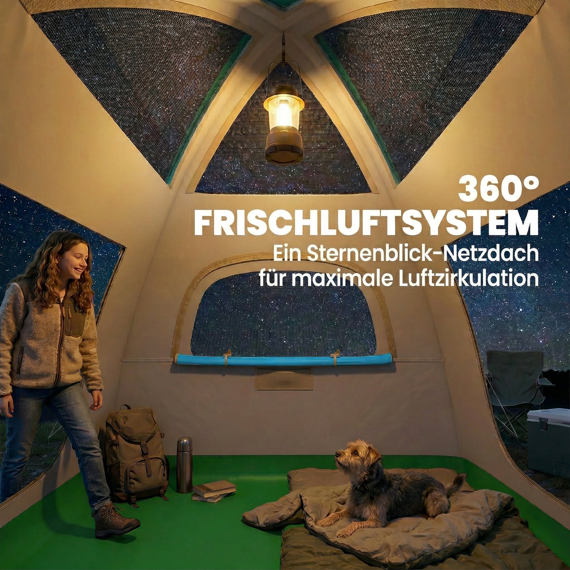 aufblasbares Zelt 3 Personen Schneller Aufbau Outdoor Camping Zelt mit Luftpumpe Meshfenster abnehmbar Dach