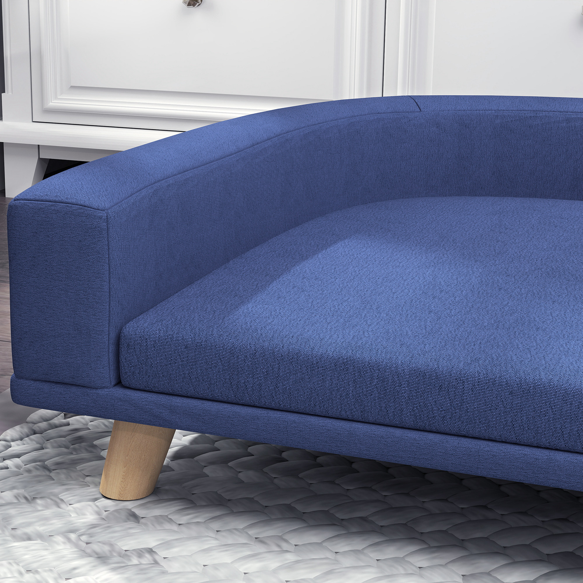 Hundebett Hundesofa Haustiersofa, Eukolyptusholz, 98 x 67 x 25 cm, Blau