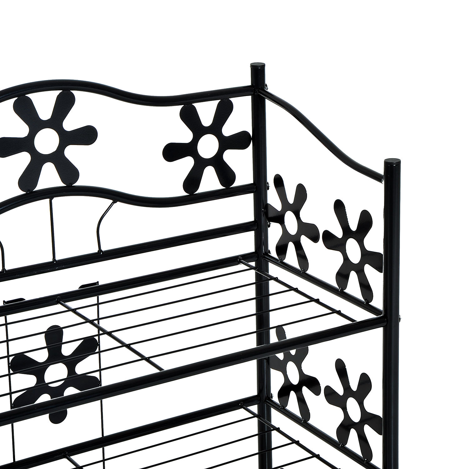 kleines Schuhregal Platzsparend Blumenregal Pflanzentreppe Standregal Ständer 4 Etagen Metall Schwarz 59,5 x 30 x 92 cm