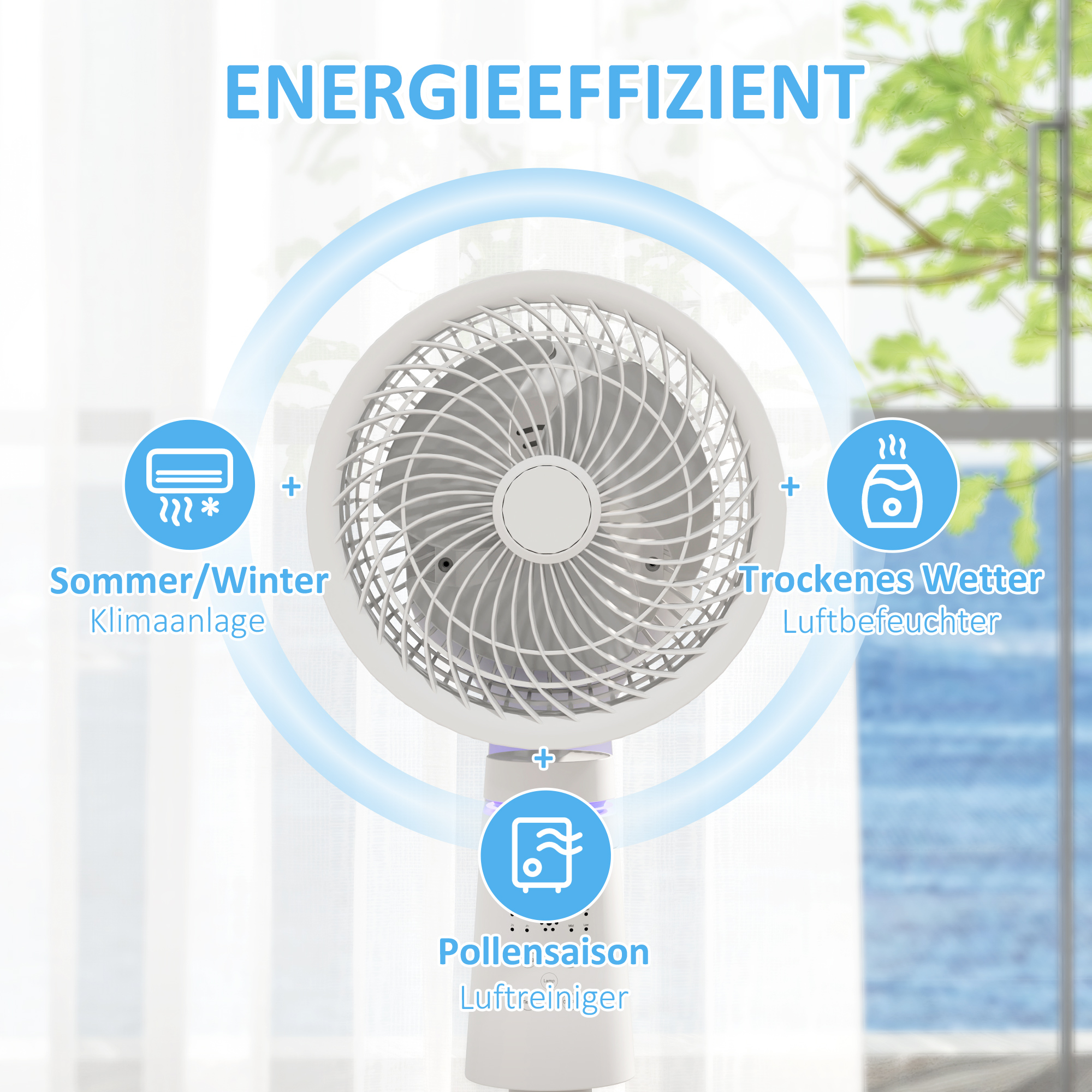Standventilator Luftzirkulator Lüfter mit 3 Geschwindigkeitsstufen Fernbedienung Timer 70°+90° Oszillation