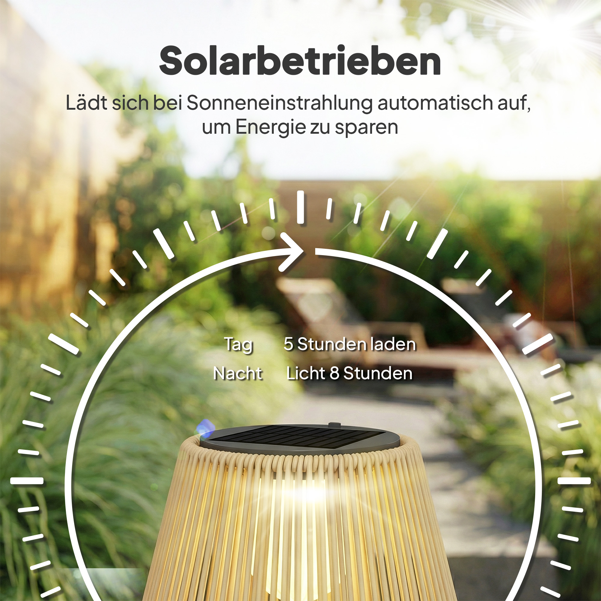 Solar Stehlampe Rattan Solarlampen mit Lichtsensor LED Solarleuchte im Boho-Stil IP44 Wasserdicht