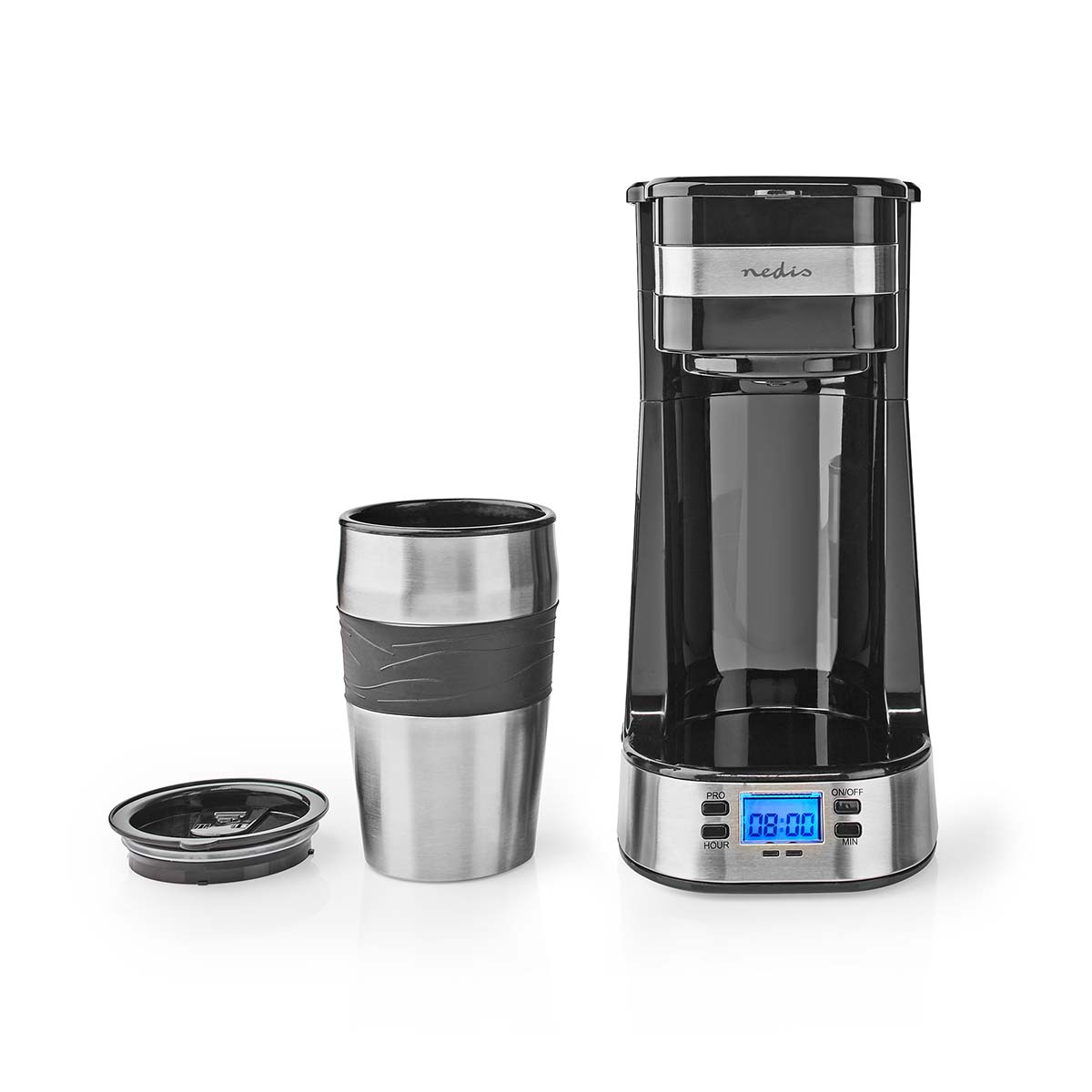 Kaffeemaschine | Filter Kaffee | 0.4 l | 1 Tassen | Timer einschalten | schwarz / Silber