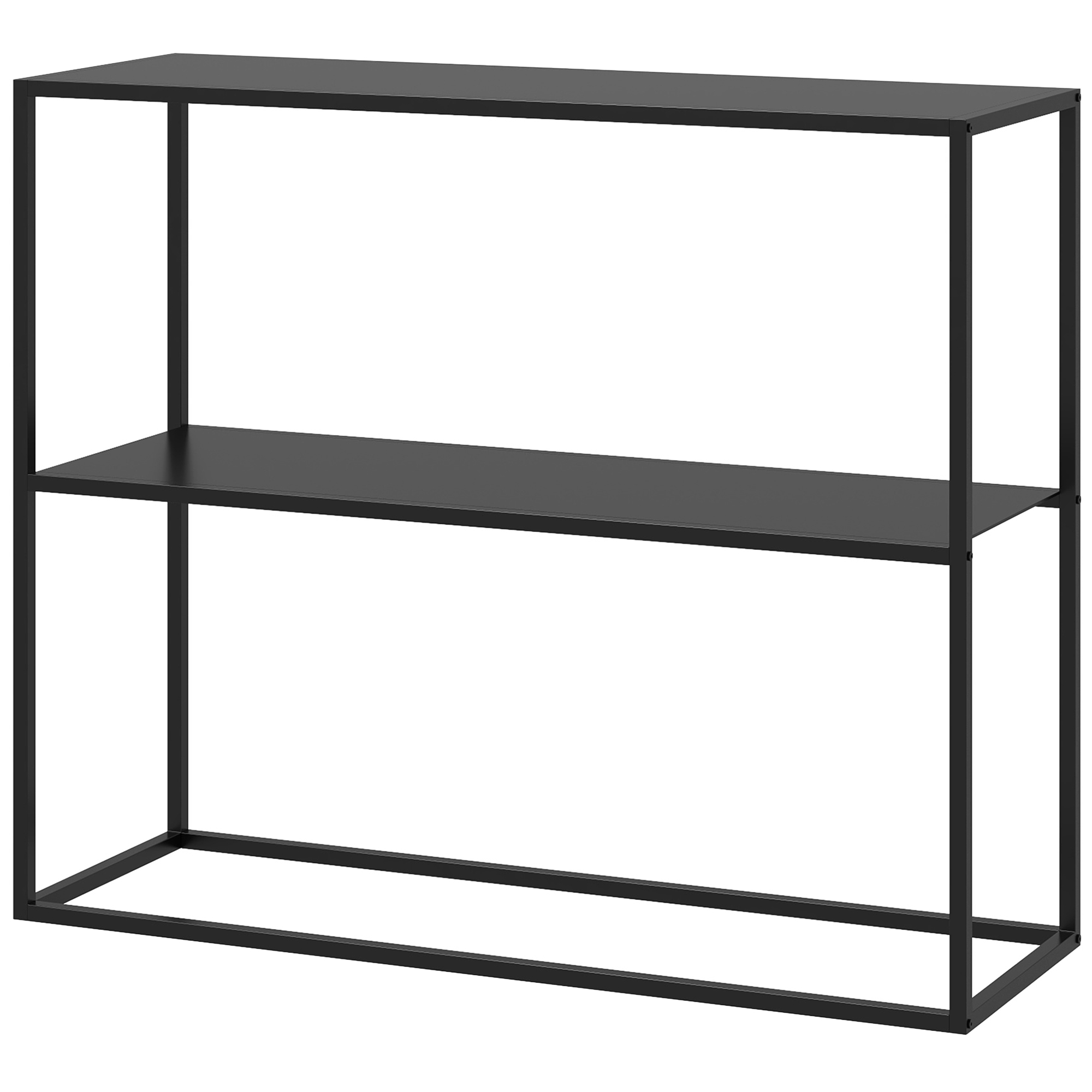 Konsolentisch, Sideboard, 2 Etagen, pulverbeschichteter Stahl, 90 x 30 x 75cm, schwarz Konsolentisch, Sideboard, 2 Etagen, pulverbeschichteter Stahl, 90 x 30 x 75cm, schwarz