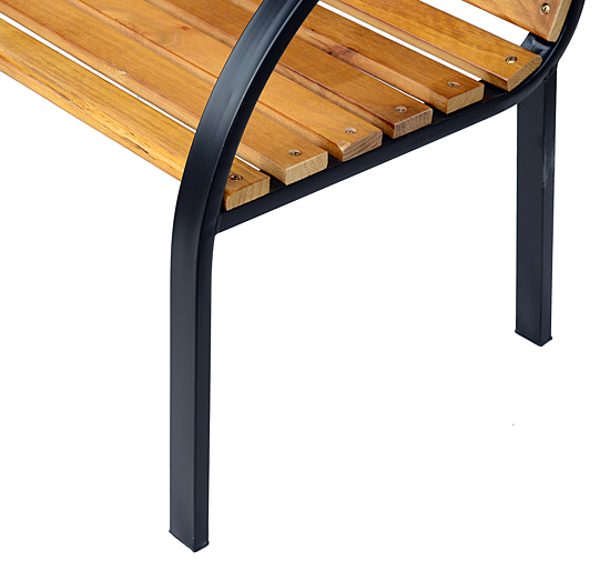 Gartenbank Sitzbank Parkbank 2-Sitzer Garten Stahl+Kiefernholz Natur B122 x T60 x H83 cm