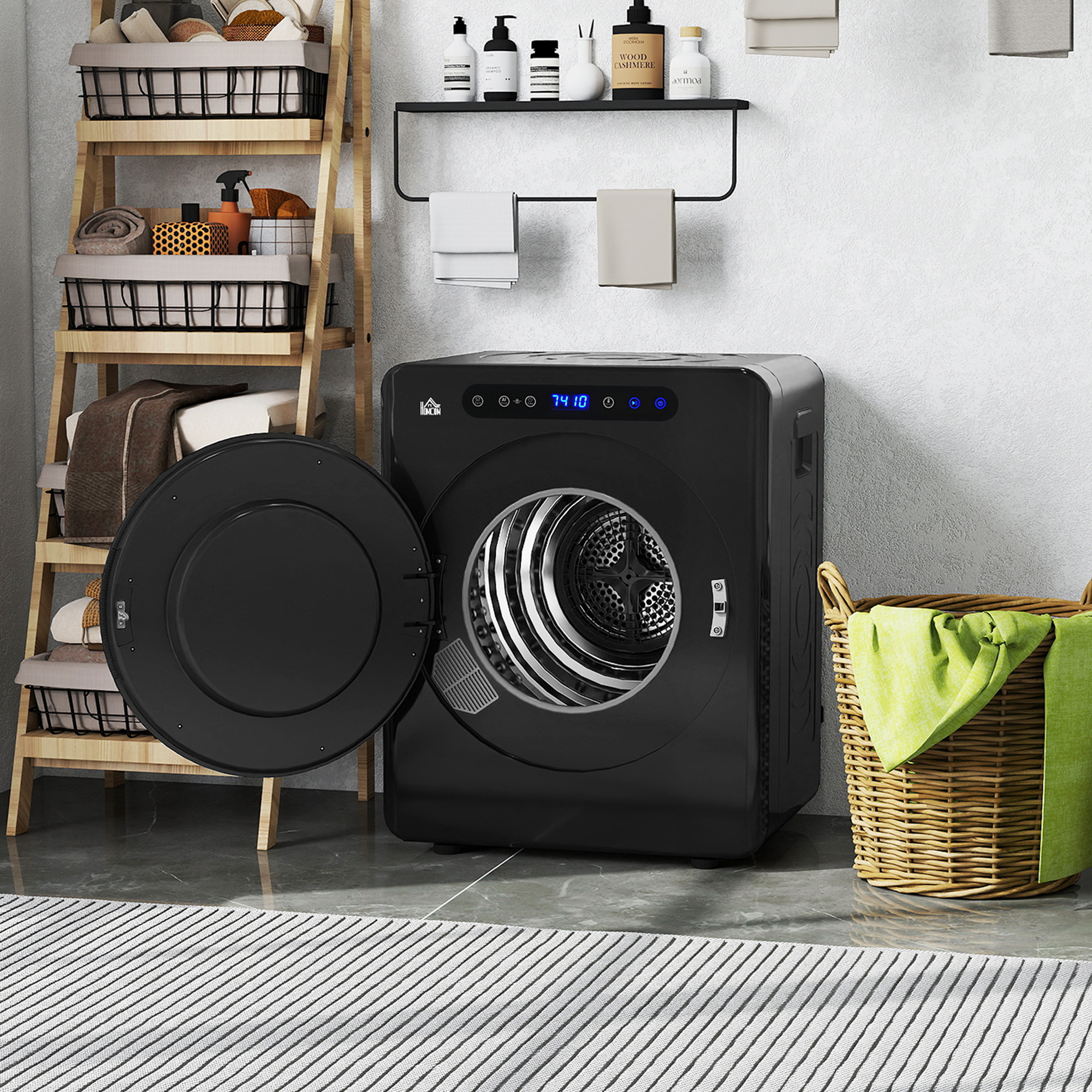 Wäschetrockner, 6 Programme, 40-60?, 3 kg Kapazität, kompakt, Touch-Bedienung, Schwarz