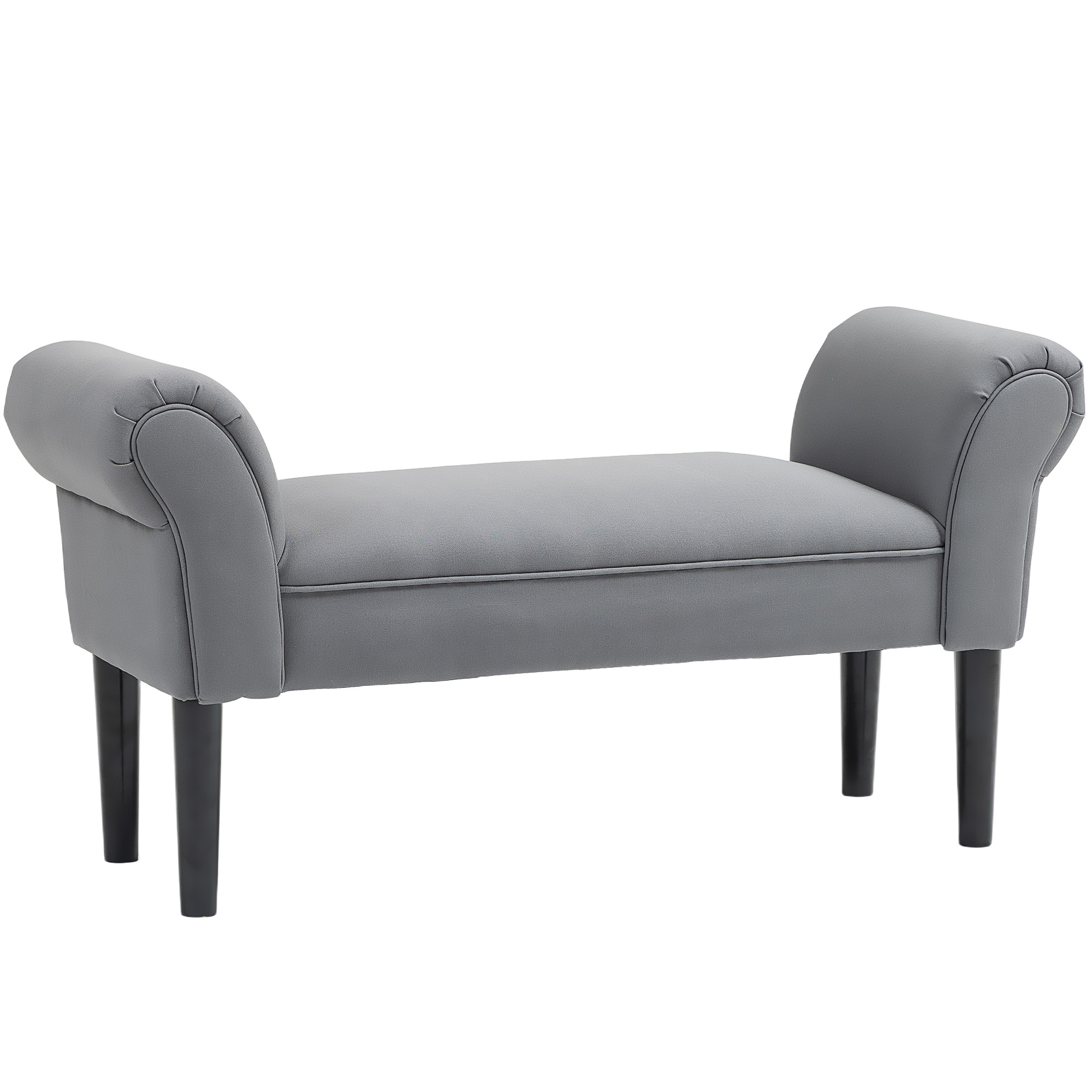Sitzbank, Bettbank, robuste Bauweise, weiche Polsterung, 102x36x51 cm, Grau