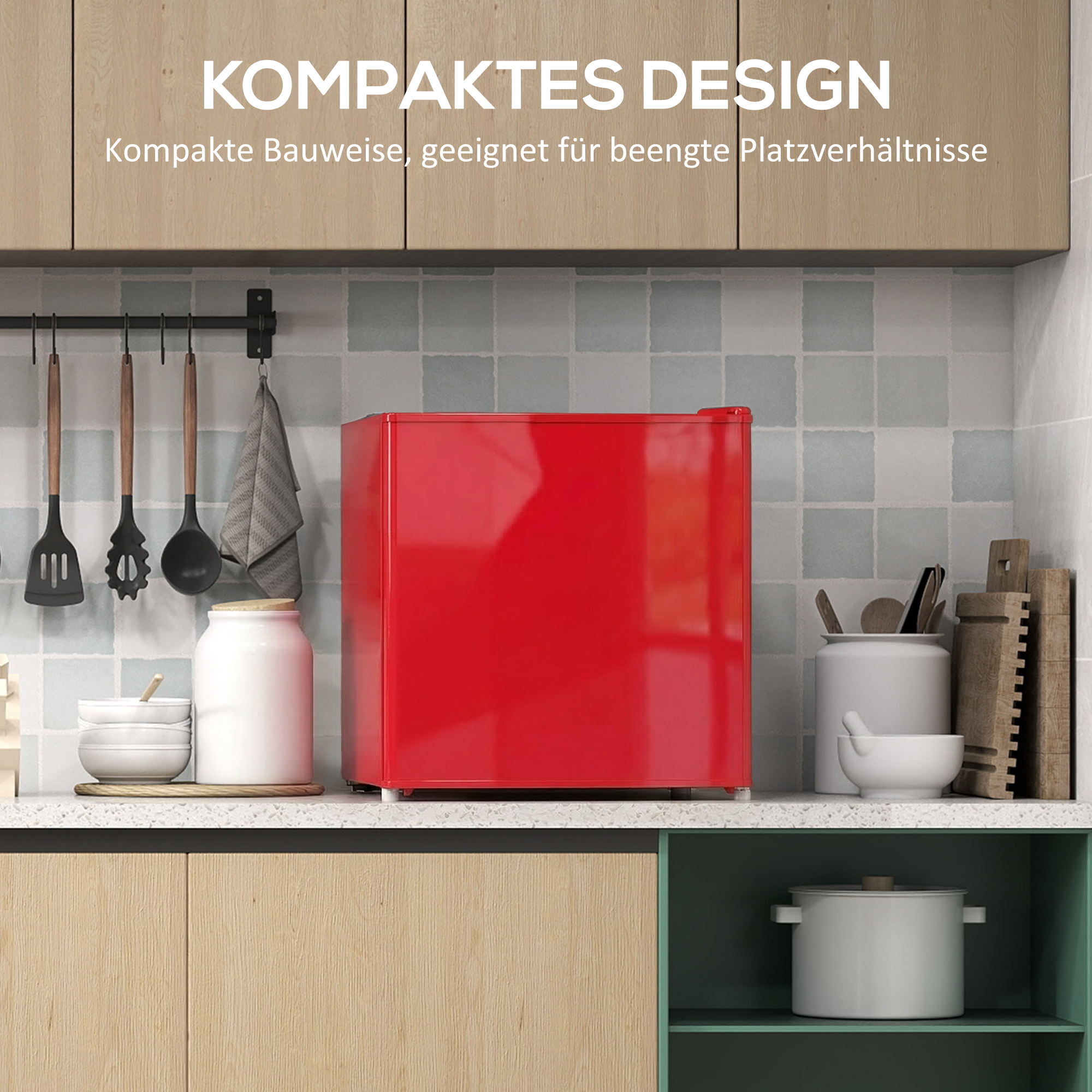 Tischgefrierschrank mit 35 Liter Kapazität, kleiner Gefrierschrank mit umkehrbarer Tür, Rot