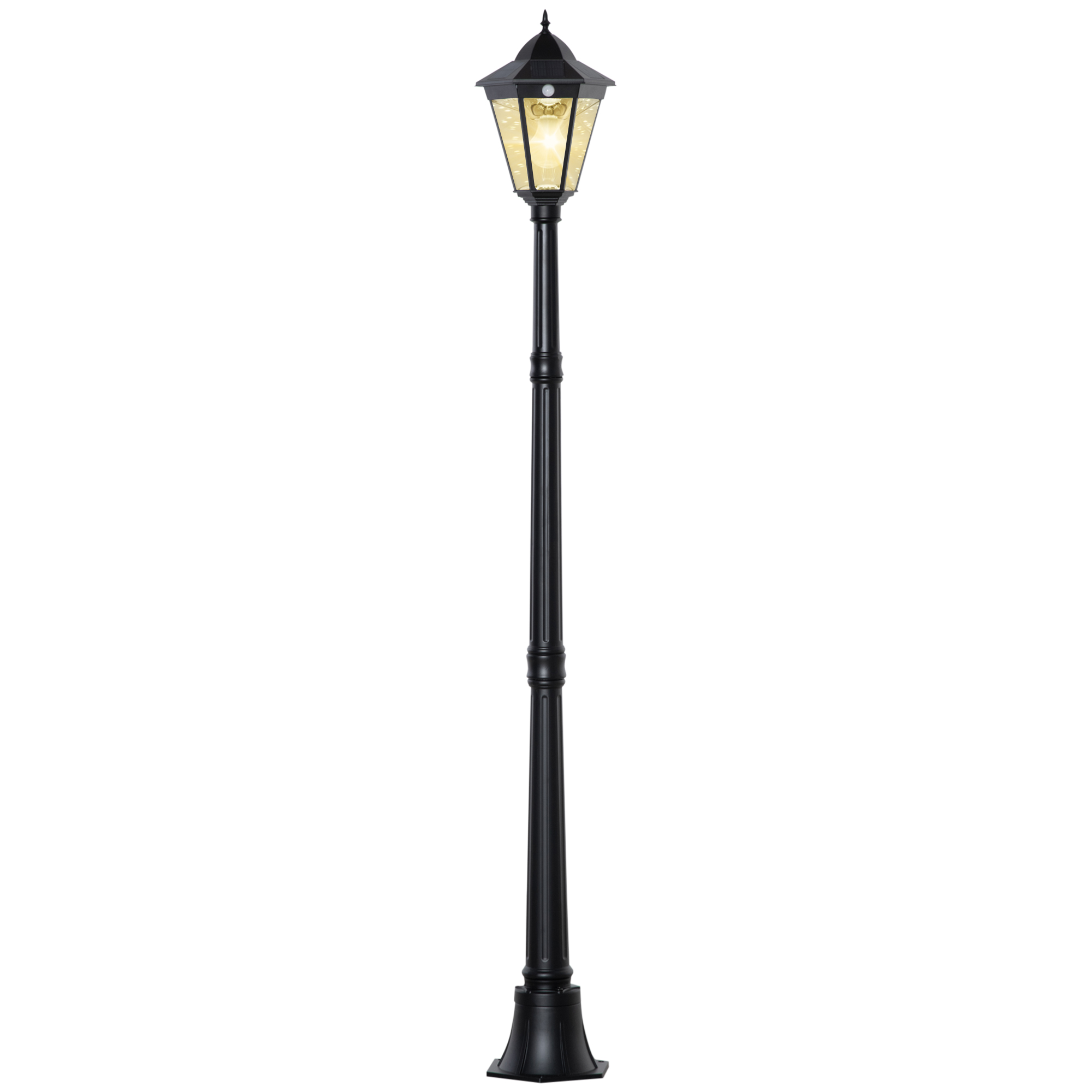 Solar Gartenlaterne Laterne Gartenleuchte Wegleuchte mit 19 LED 130 Lumen 3000K Aluminium gehärtetes Glas Schwarz 22 x 22 x 194 cm Solar Gartenlaterne Laterne Gartenleuchte Wegleuchte mit 19 LED 130 Lumen 3000K Aluminium gehärtetes Glas Schwarz 22 x 22 x 194 cm