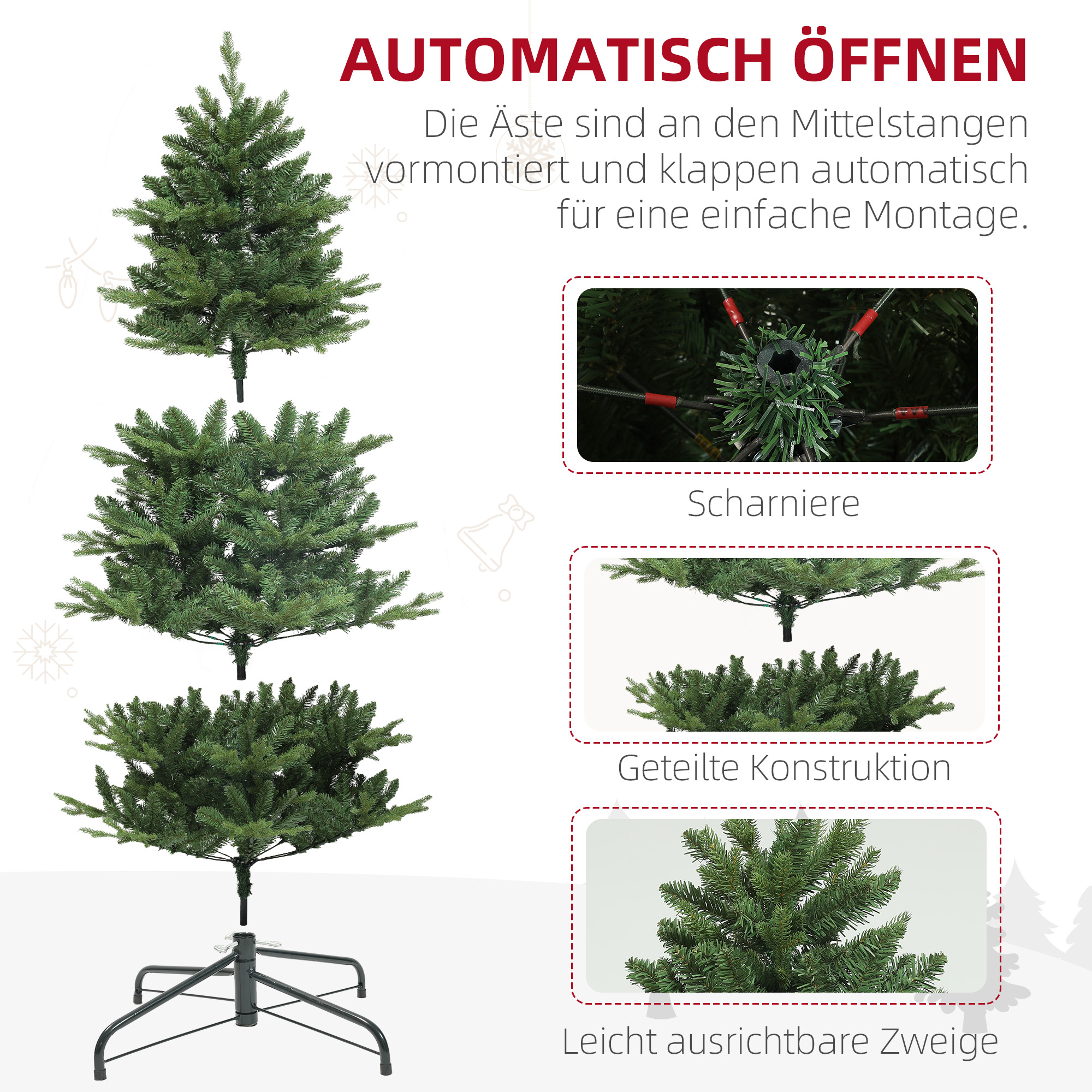 Weihnachtsbaum, Kunsttanne, naturgetreu, breit & üppig, 180 x ?105 cm, Grün