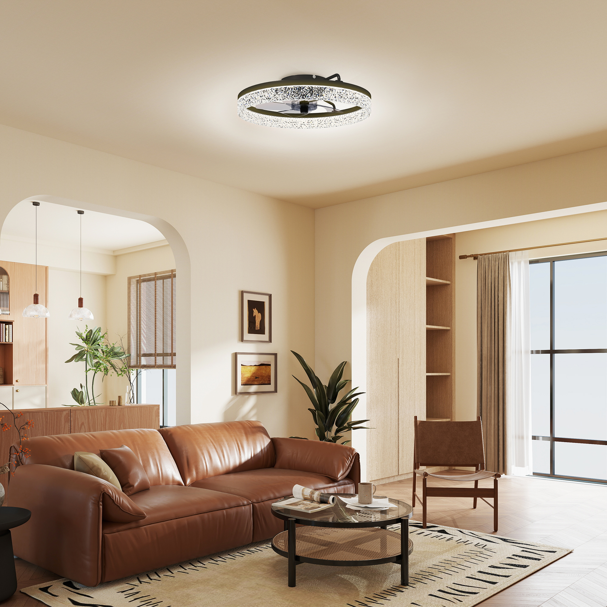 Deckenventilator mit Licht, dimmbarer LED-Deckenventilator mit Fernbedienung für Schlafzimmer und Wohnzimmer, Schwarz