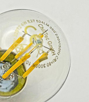 LED Tropfenlampe E27 "Filament T4" / 3000k, 524lm, 230V/4W, warmweiß