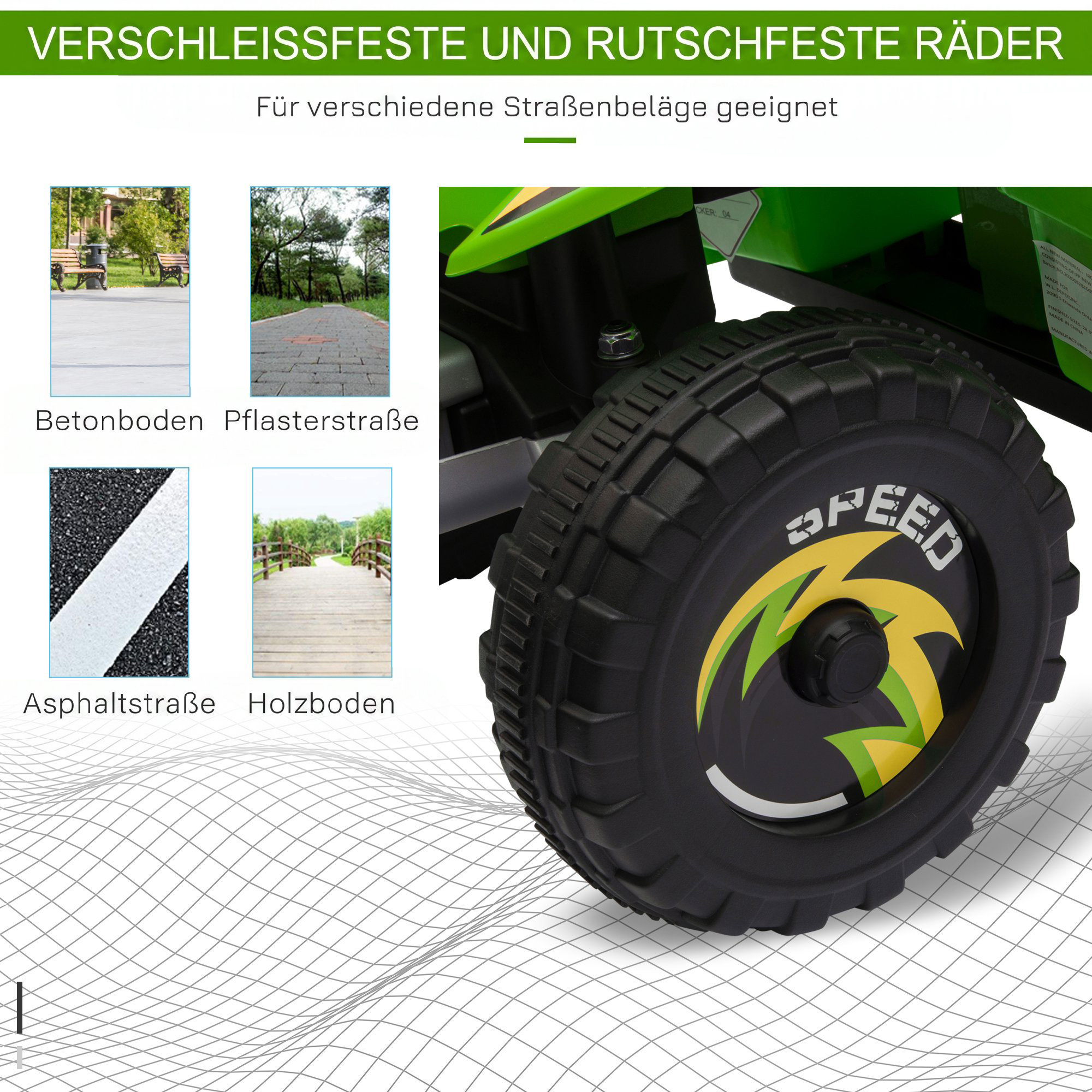 Kinder Quad Elektro 6V Kinderquad mit Vorwärts-, Rückwärtsfunktion für Kinder 1,5-3 Jahre bis 20 kg Grün