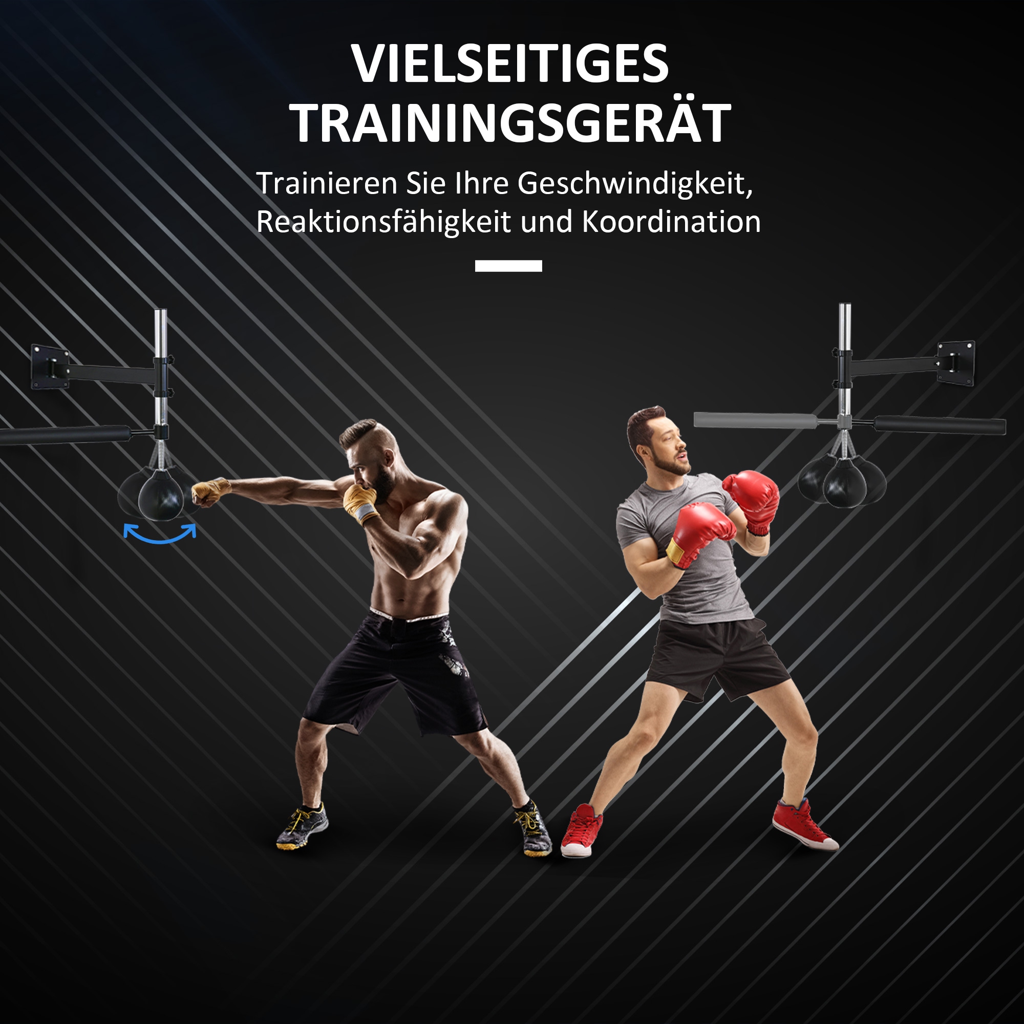 Boxgestell, mit Speedball, drehbarer Reflexstange, höhenverstellbar, klappbar, Stahl, 79 x 72 x 20cm