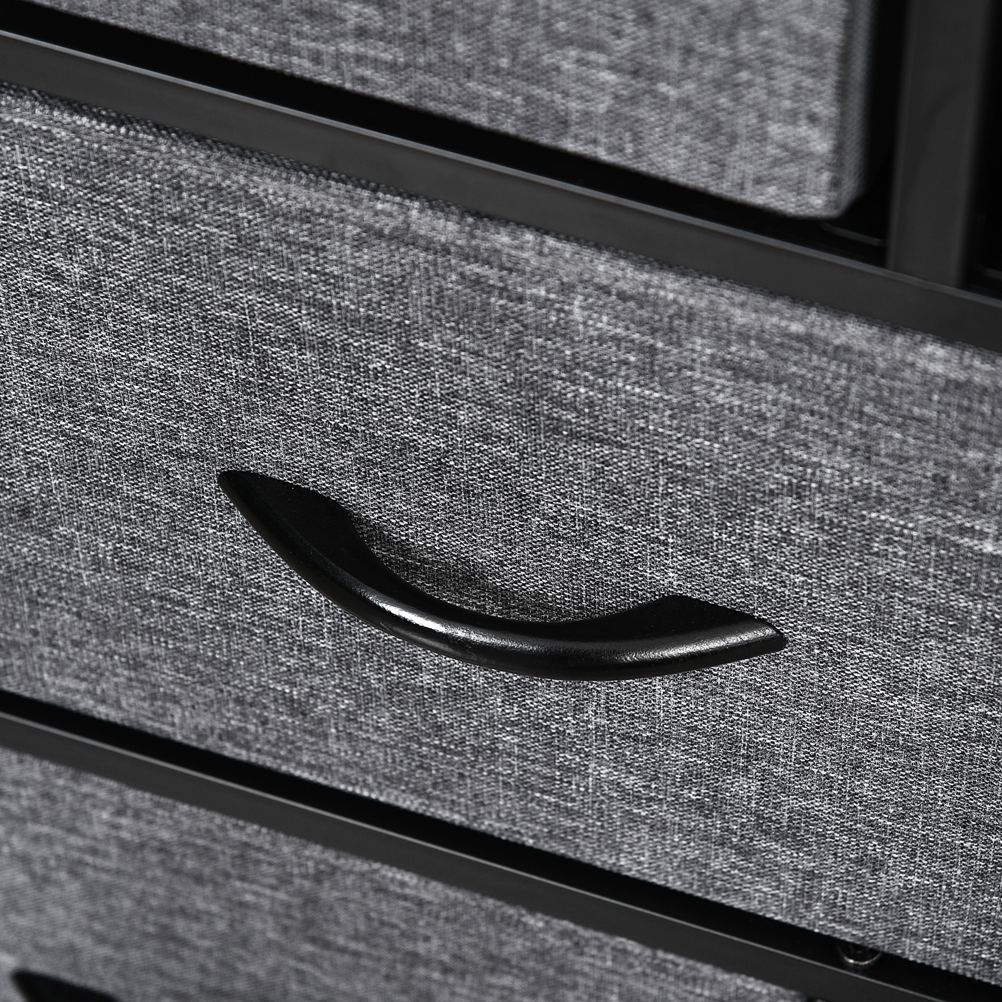 Kommode mit 8 Stoffschubladen, 2 große, 6 kleine, Metallrahmen, Kippschutz, Grau