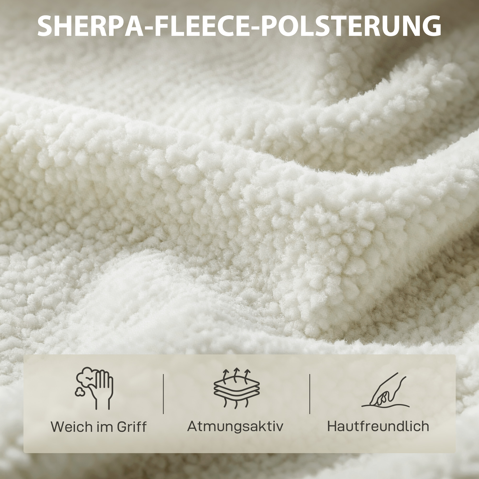 Sessel Loungesessel Relaxsessel mit Sherpa-Fleece, Metallbeinen in Holzoptik Polstersessel 67 x 67 x 71 cm Cremeweiß