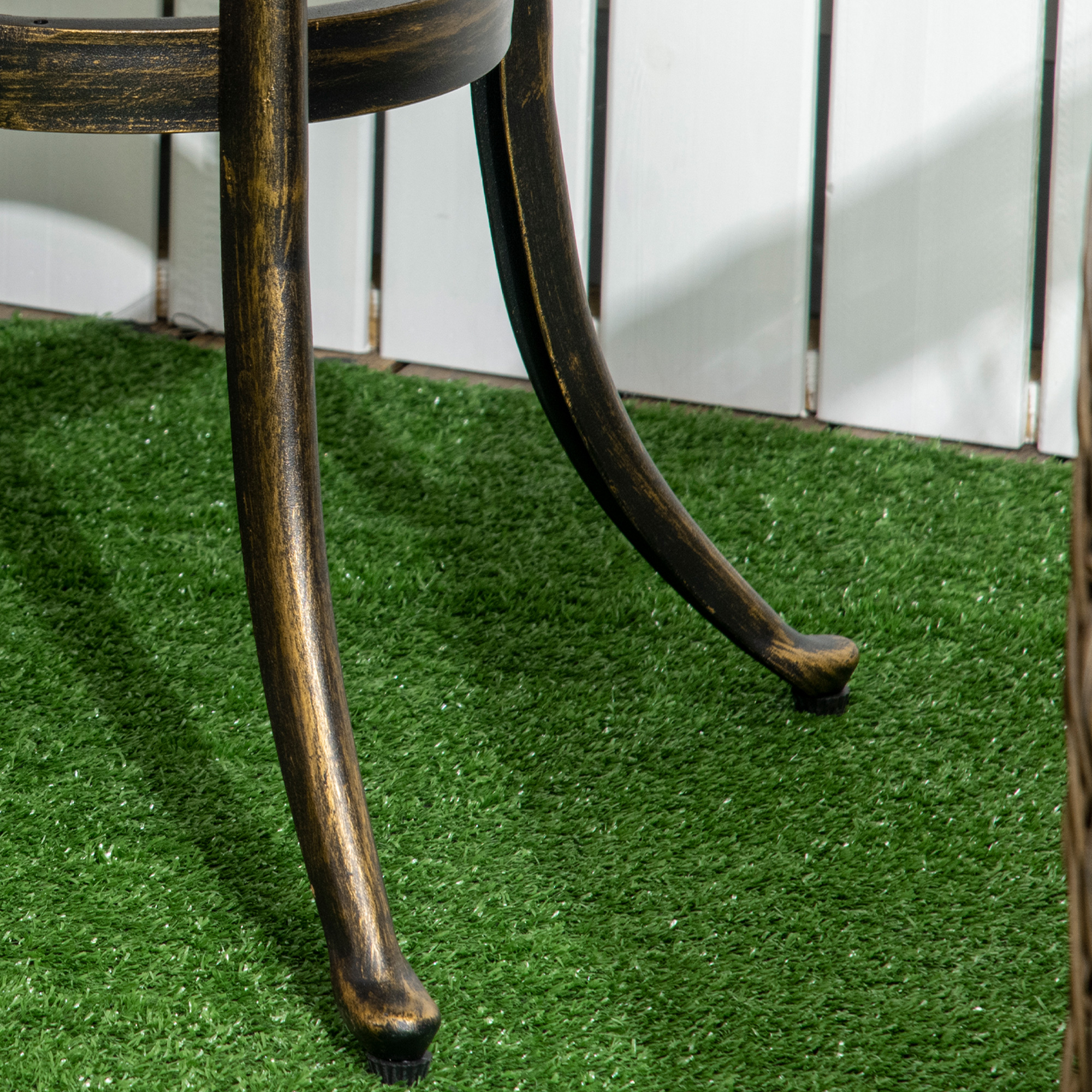 Beistelltisch Garten wetterfester Gartentisch mit Gussaluminiumrahmen, rund 60kg belastbar Ø60x52,5H cm