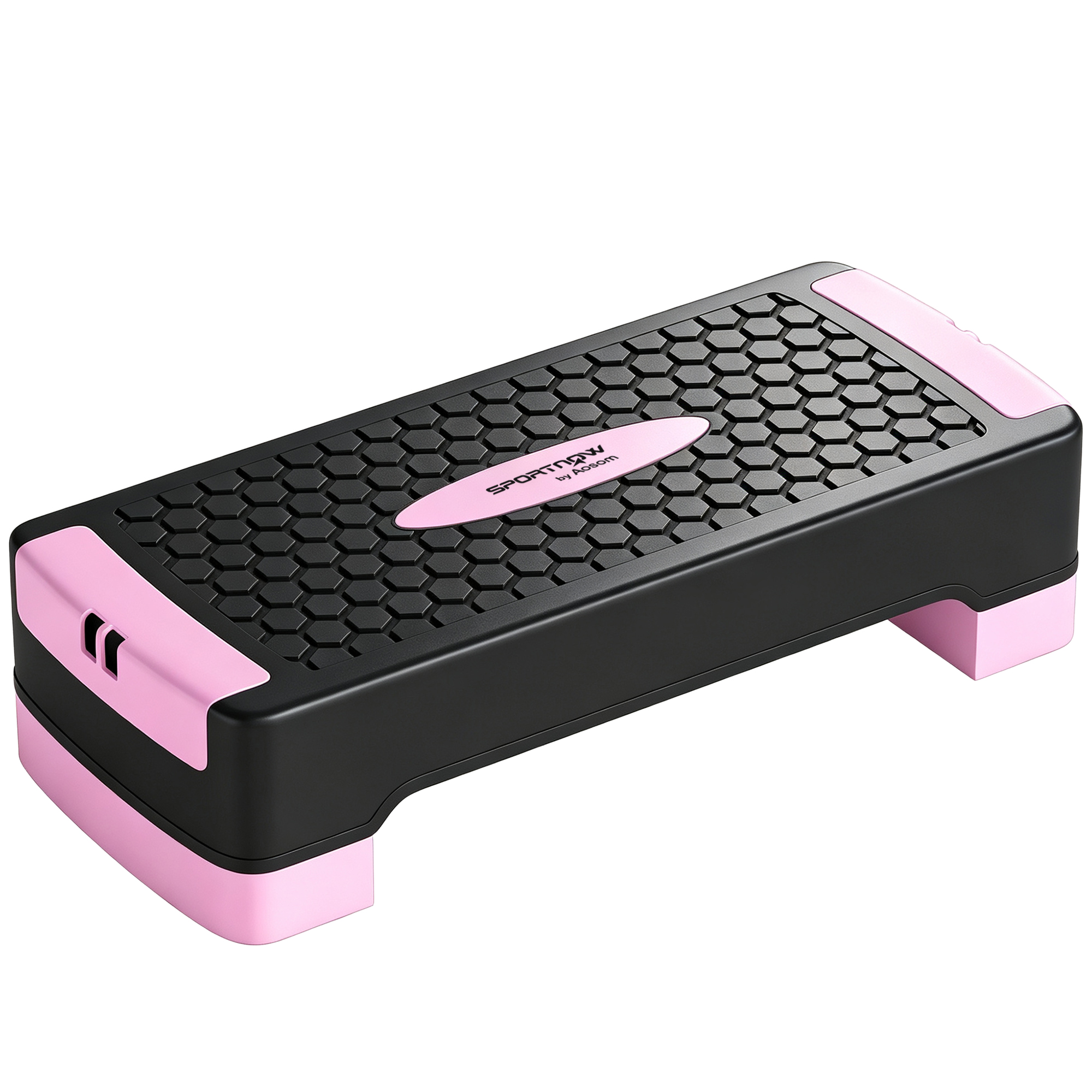 Steppbrett höhenverstellbar Fitness Aerobic Stepper mit 2 Stufen (11/16 cm) 2 Widerstandsbändern, Anti-Rutsch-Matte Rosa