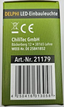 DELPHI LED-Einbauleuchte "COB" weiß, 80x80mm, 3000k, warmweiß, 55 Lumen