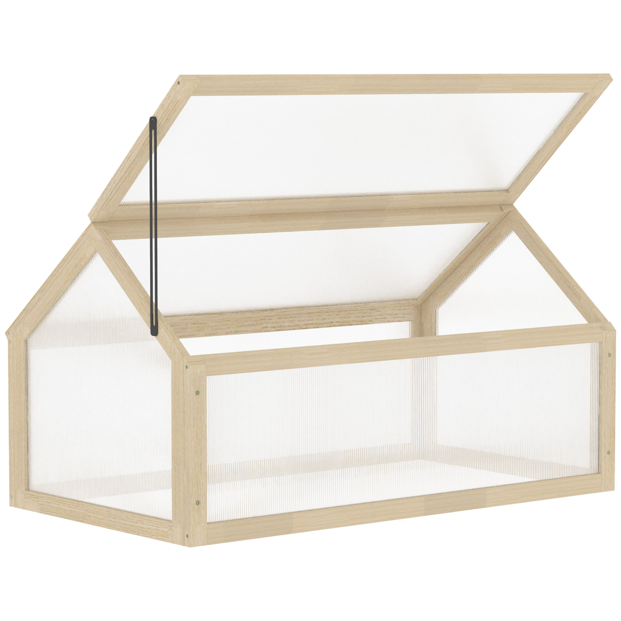 Mini-Gewächshaus, Kompaktes Pflanzenhaus aus Holz, Polycarbonat-Platten, Belüftungsöffnung, 90L x 52B x 49,5H cm, Natur Mini-Gewächshaus, Kompaktes Pflanzenhaus aus Holz, Polycarbonat-Platten, Belüftungsöffnung, 90L x 52B x 49,5H cm, Natur