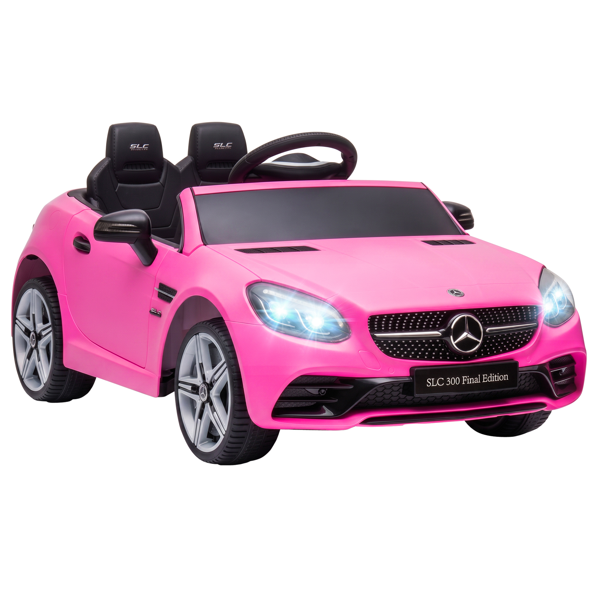 Kinder-Elektroauto, mit LED-Scheinwerfern, Sicherheitsgurt, Hupe, Musik, 3 bis 5 km/h, Rosa, 107 x 62,5 x 44cm