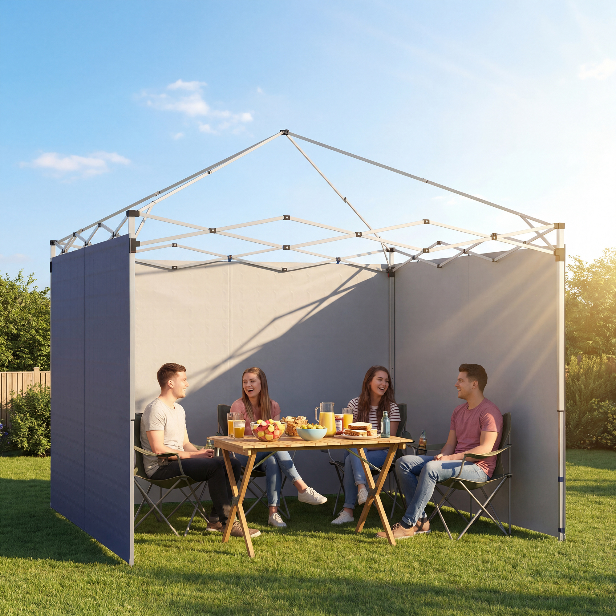 3-teiliges Set Seitenteile mit Reißverschluss für 3 x 3 m Pavillon, Dunkelblau