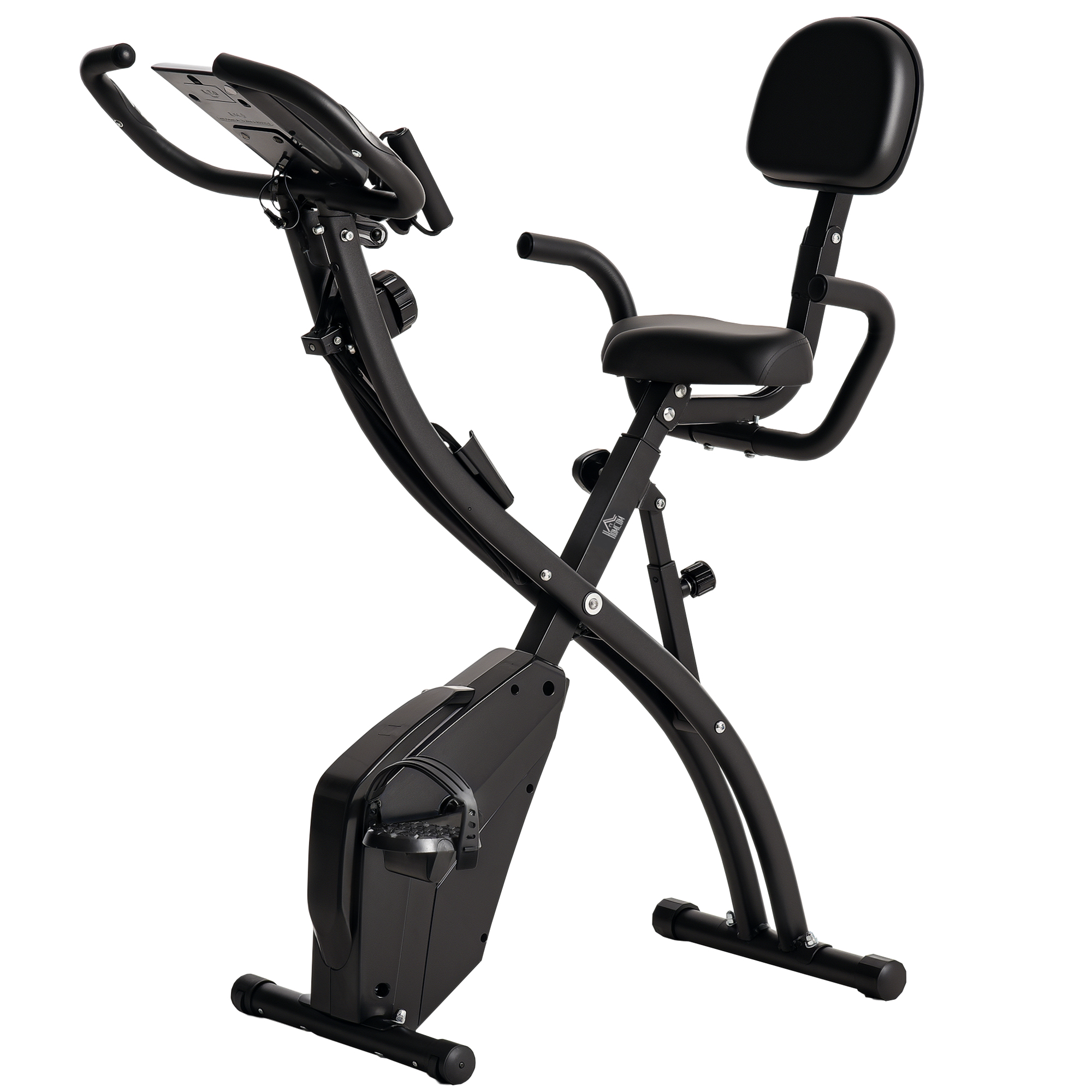 Heimtrainer 2-in-1 Fahrradtrainer mit LCD-Display Pulsmesser verstellbar Sitz Räder, klappbarer Hometrainer Trimmrad mit 8 stufig Magnetwiderstand, Spannseil, Stahl
