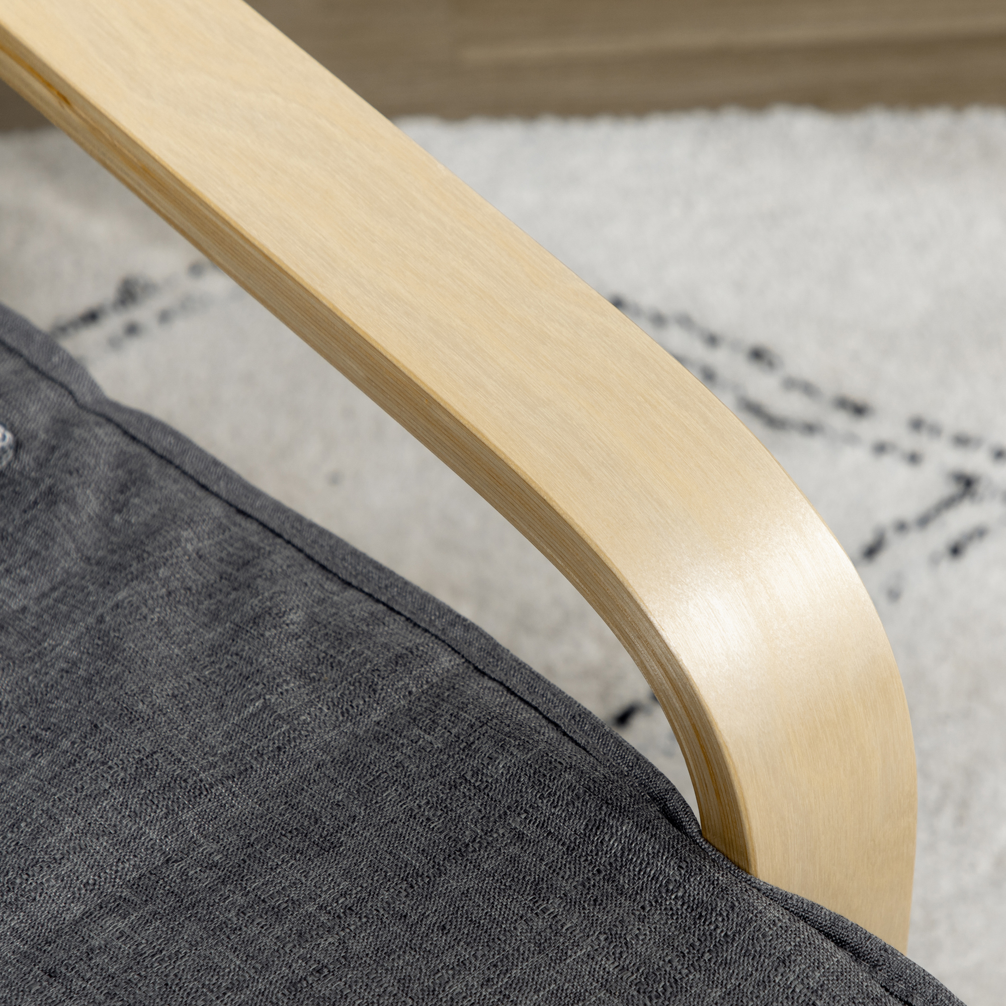 Akzentsessel, Relaxsessel mit verstellbarem Fußteil, Birkenholzrahmen, bis 120 kg, 66,5 x 94 x 100 cm, Grau