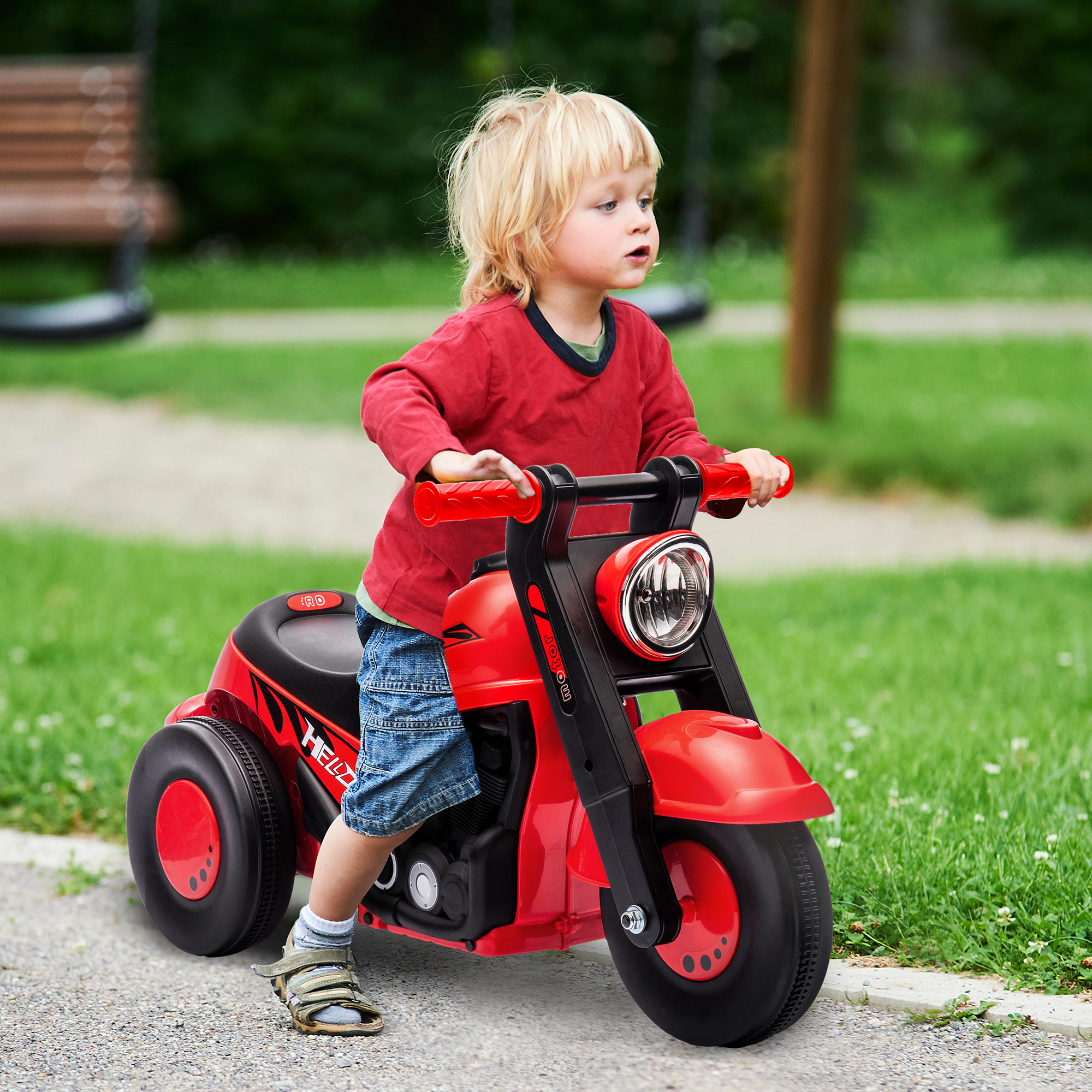 Rutschauto, Motorrad-Design, Musik und Seifenblasen, für 2-5 Jahre, Rot