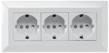 3-fach Steckdosenblock, weiß / 250V~/ 16A, Aufbaumontage