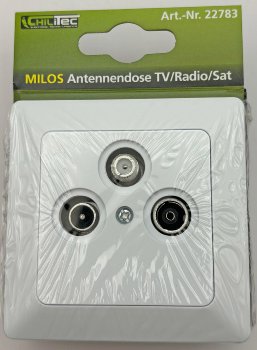 MILOS Antennendose TV+Radio+Sat / inkl. Rahmen, UP, weiß matt