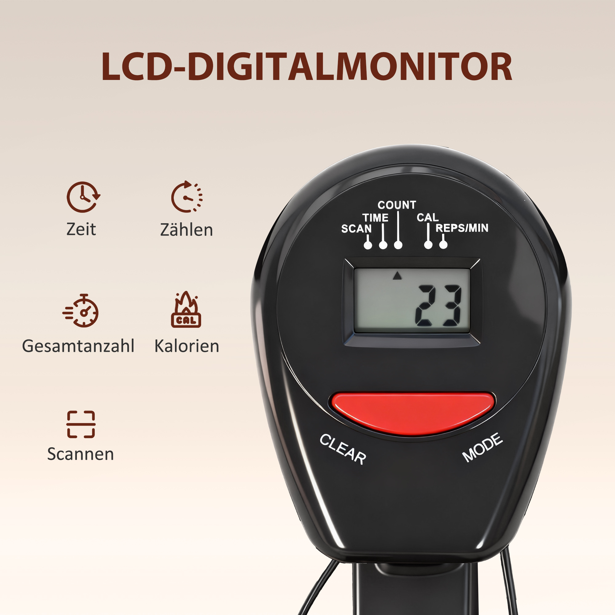 Rudermaschine, Rudergerät für Situps, 12-stufig verstellbar, 2-in-1 Kardiogerät, LCD-Anzeige, Stahl, Kunststoff, Schwarz