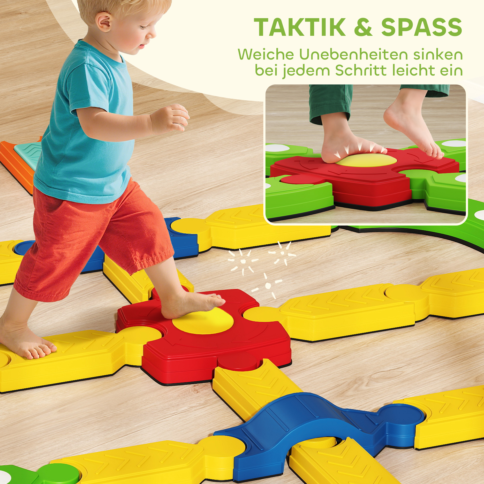 Balancebalken für Kinder, interaktives Gestell, rutschfest, Kunststoff, Bunt