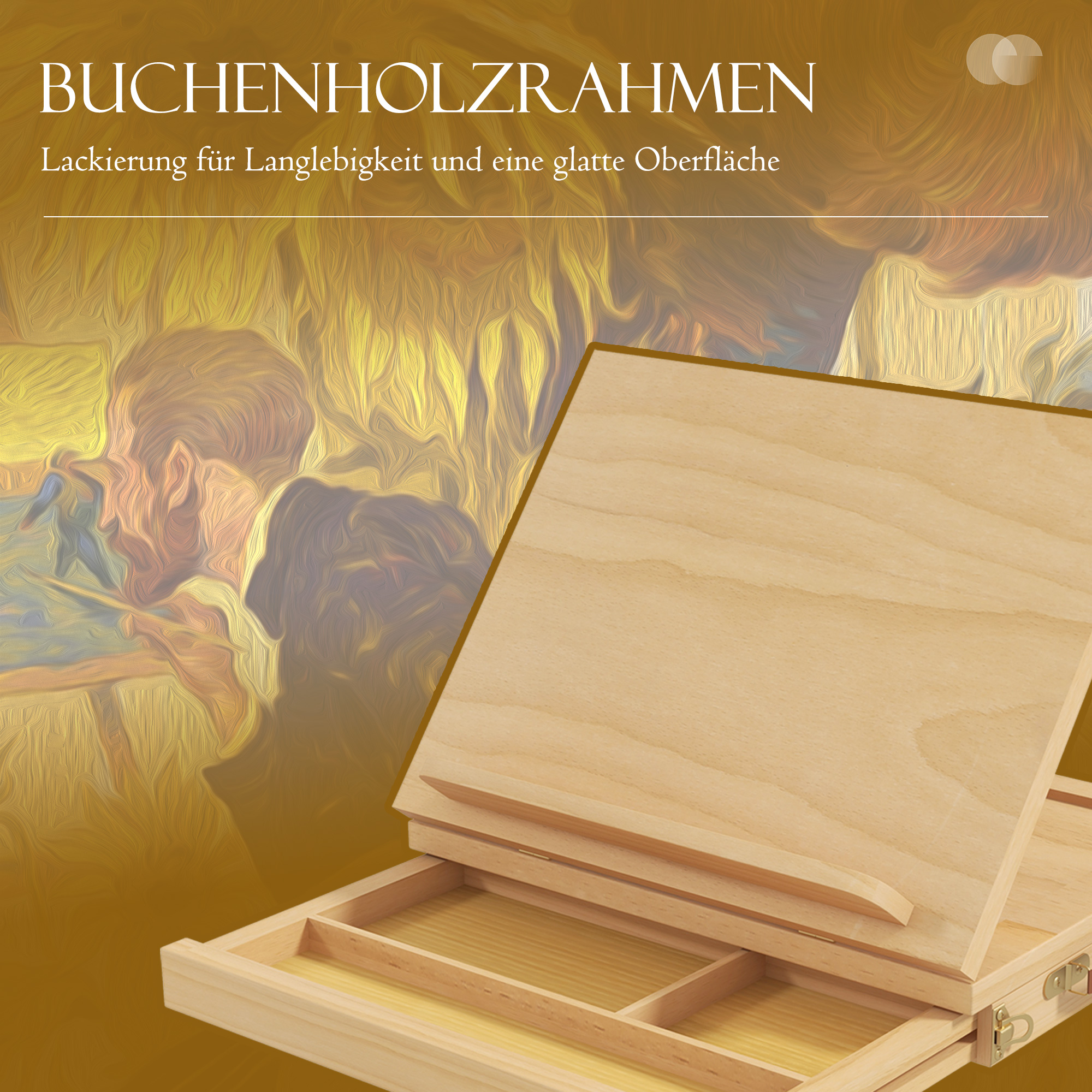 Tischstaffelei, kleine Staffelei, 1 Schublade, 3 Fächer, Massivholz, Natur