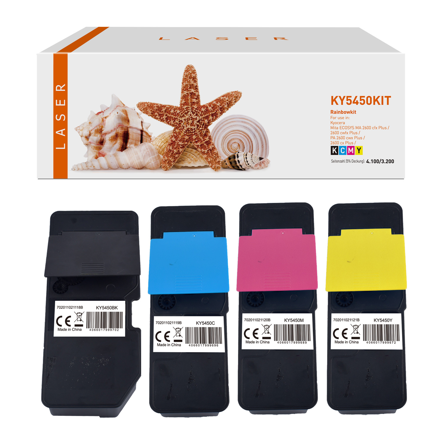 TK5450KIT alternativ Toner Rainbowkit für Kyocera / TK5450 / BK4.100 / CMY3.200 Seiten TK5450KIT alternativ Toner Rainbowkit für Kyocera / TK5450 / BK4.100 / CMY3.200 Seiten