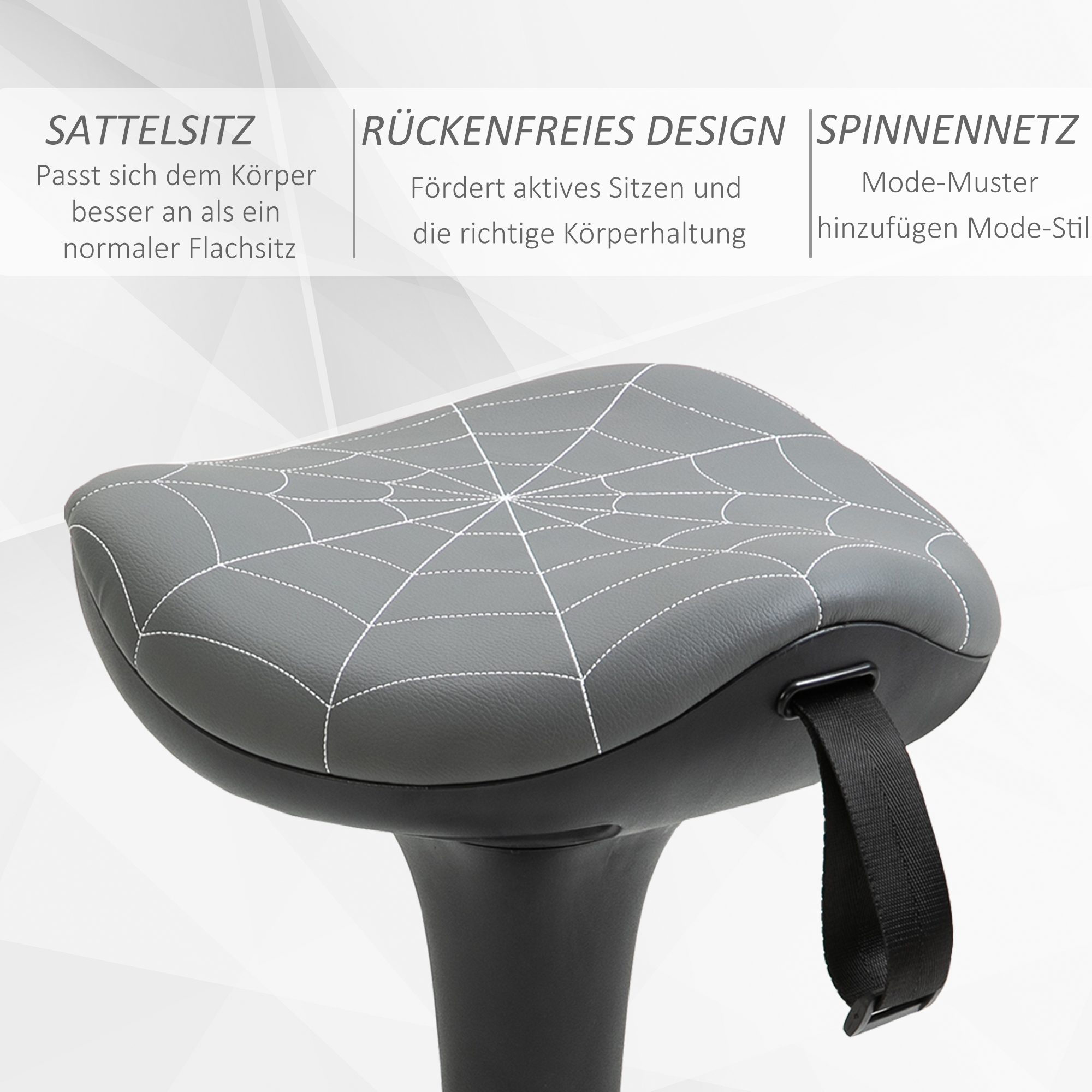 Bürohocker mit Schwenkfunktion, ergonomischer Hocker, höhenverstellbar 65,5-83,5 cm 120° neigbar Grau