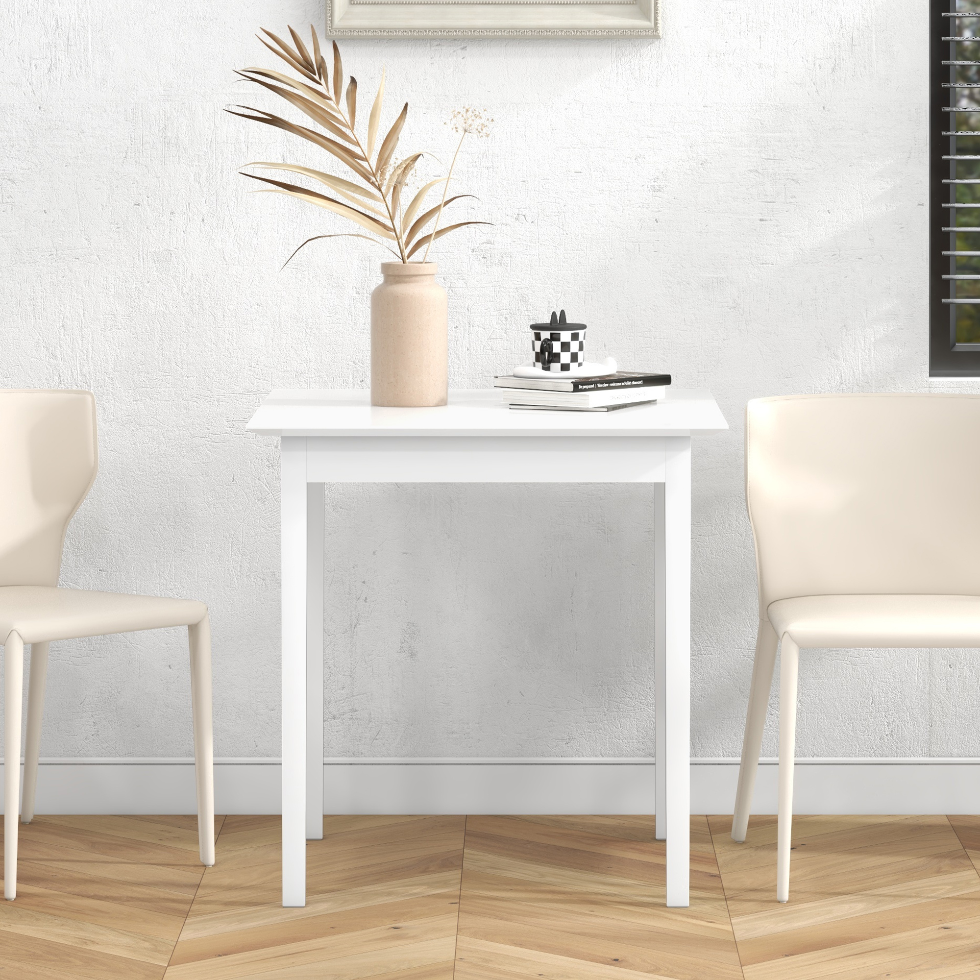 Küchentisch Esstisch Quadratischer Tisch, modernes Design, 75 cm x 75 cm x 76 cm, Weiß