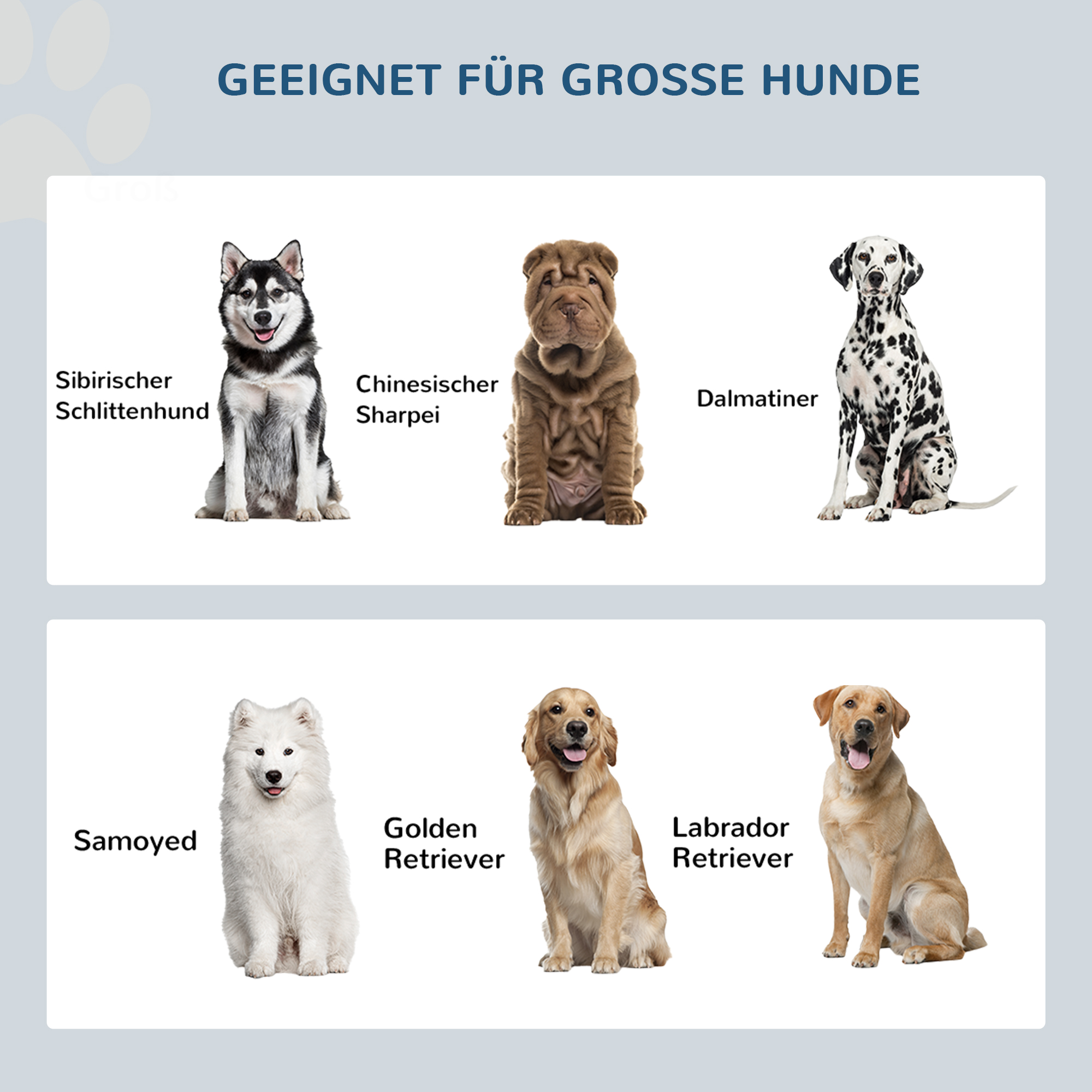 Erhöhte Futterstation mit 2 Edelstahlschüsseln und 44 L Stauraum, Magnettüren, für große Hunde, Grau
