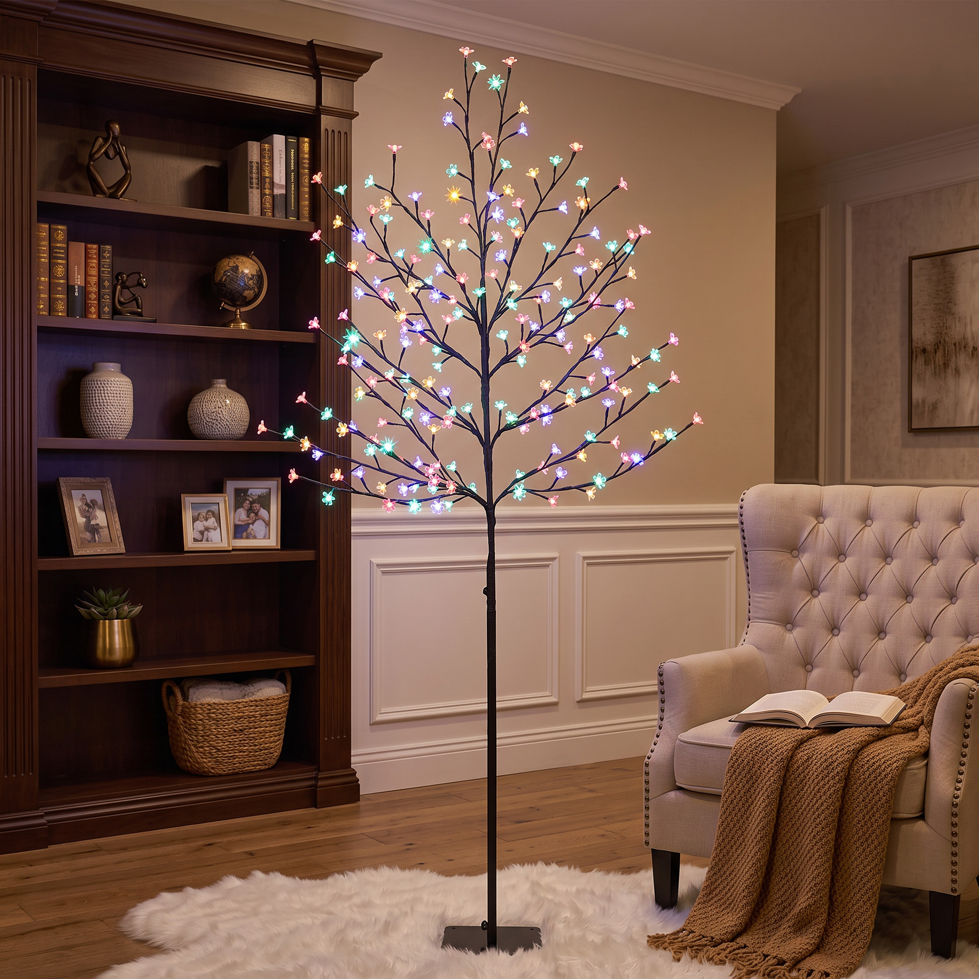LED-Kirschblütenbaum 180 cm mit 200 LEDs, künstlicher Leuchtbaum mit 20 biegsamen Zweigen, Weihnachtsdeko