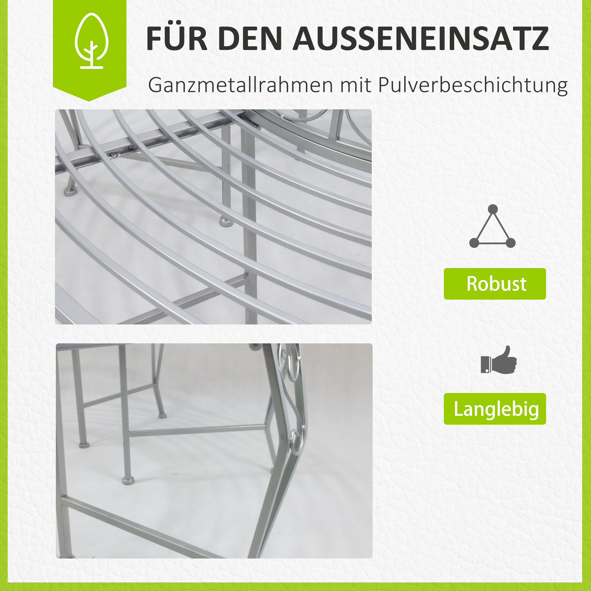 Baumbank Rundbank 360° Gartenbank Sitzbank Baum Bank Metall ?160cm