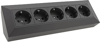 5-fach Steckdosenblock, schwarz / 250V~/ 16A, Aufbaumontage