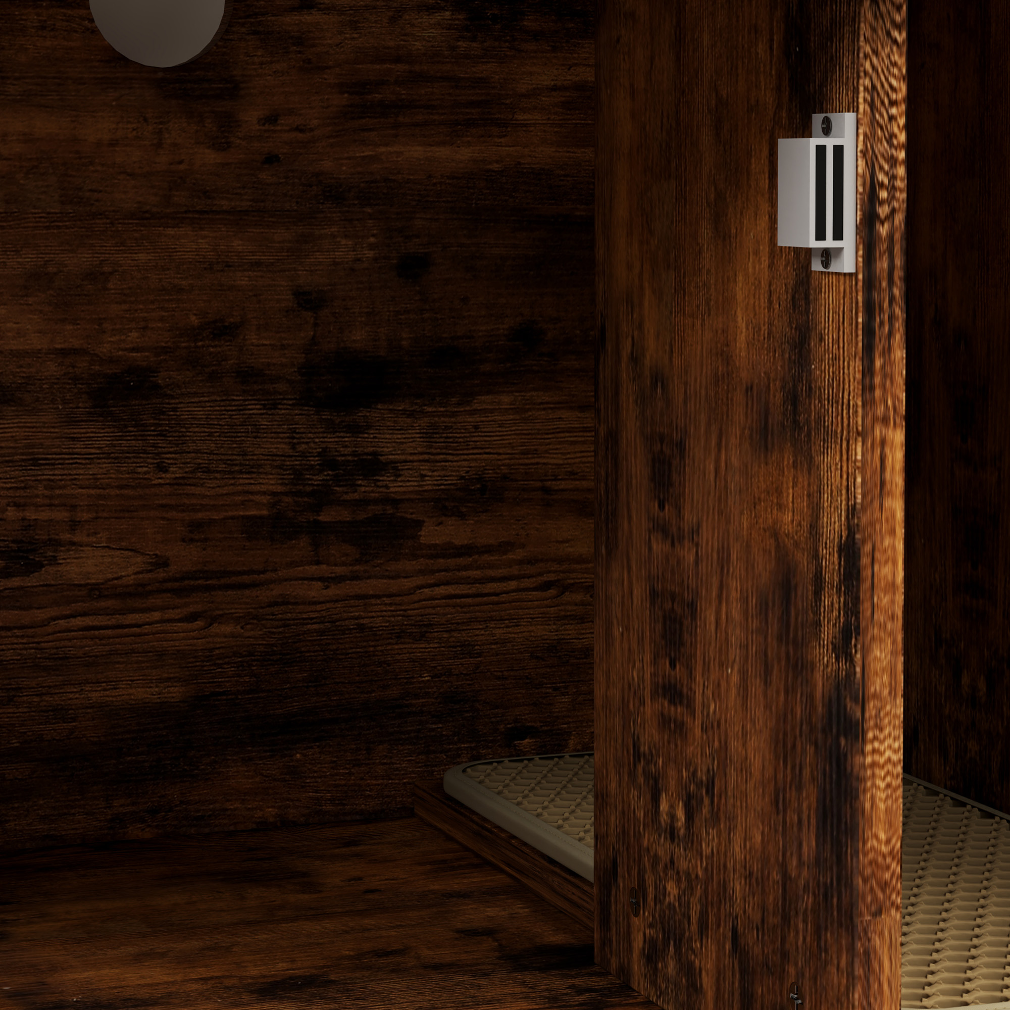 Katzentoilette mit 3-Ebenen-Regal und Kratzpfosten, geschlossenes Katzenklo, 80 x 48 x 152 cm, Braun