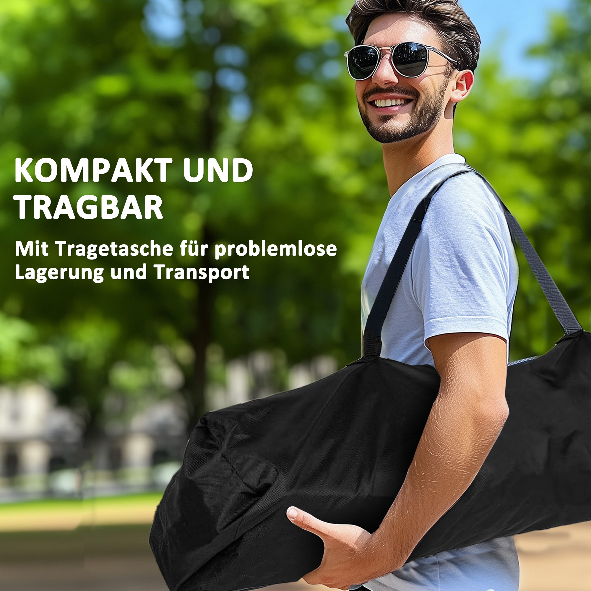 2er Set Faltstuhl faltbar Campingstuhl mit Armlehnen Getränkehalter Kopfstütze Kühltasche Schwarz