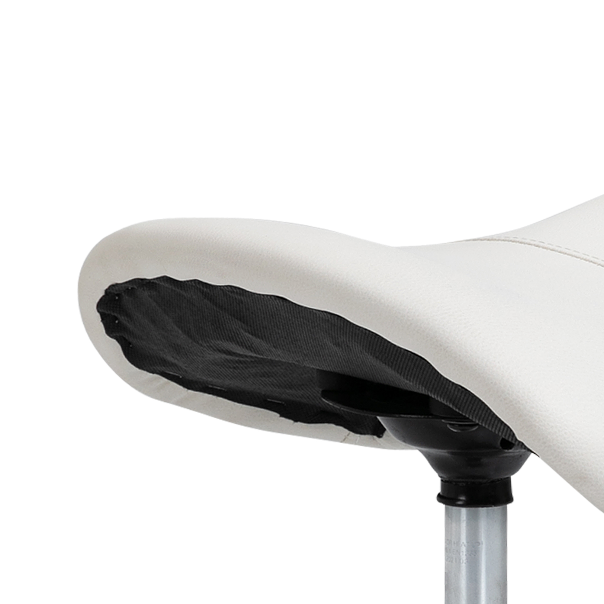Rollhocker höhenverstellbar Drehhocker 49-61 cm Arbeitshocker drehbar Sattelhocker für Büro Salon Massage Spa Weiß