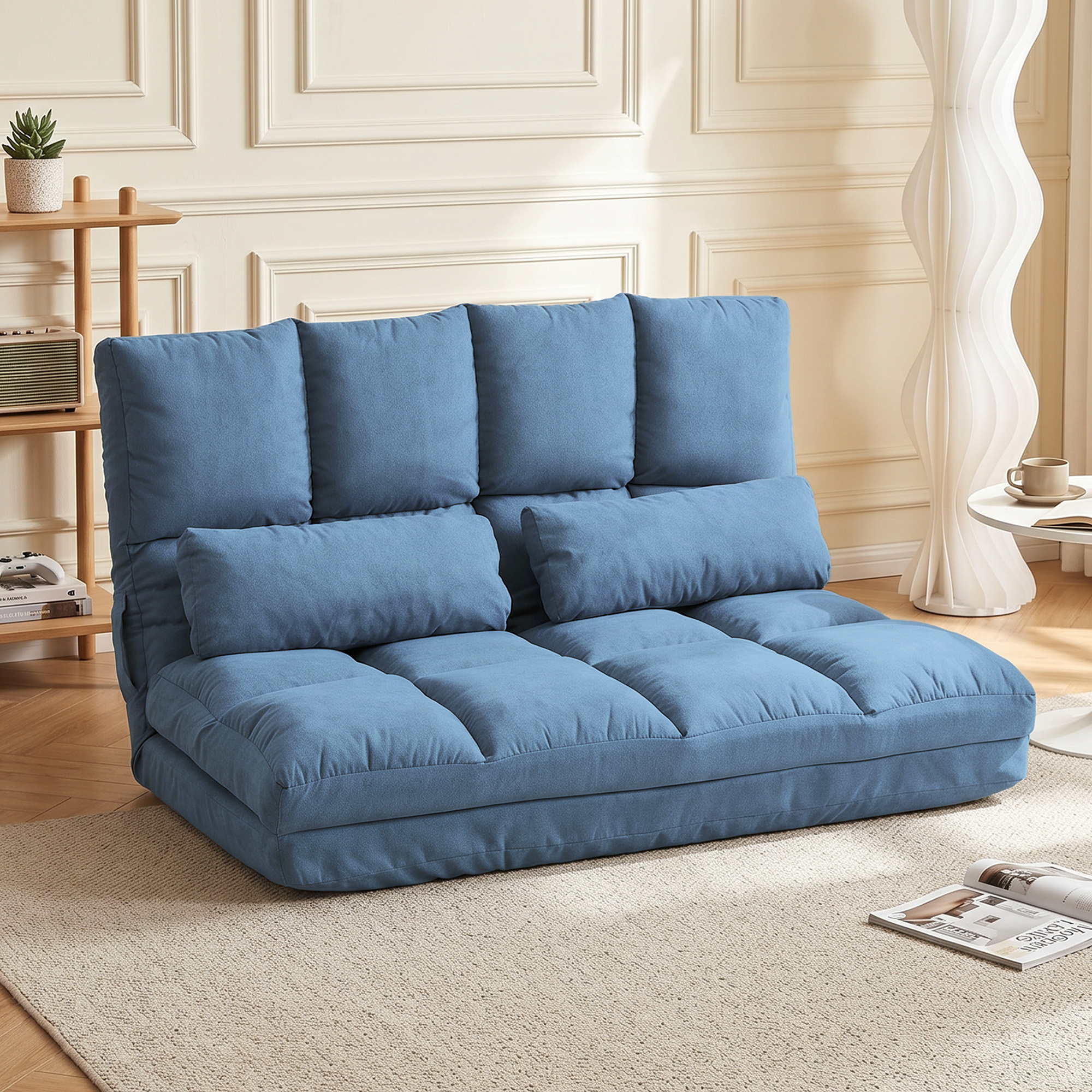Bodensofa Schlafsofa Sofa, klappbar, verstellbare Rückenlehne, 102 cm x 73 cm x 60 cm , Blau