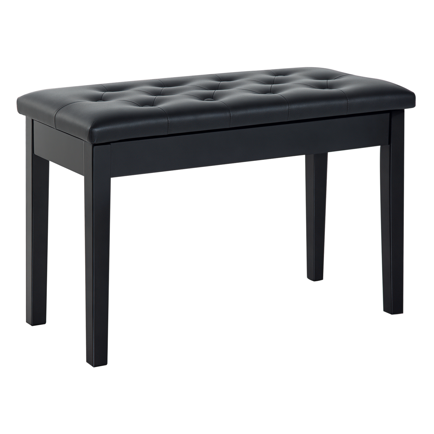 Klavierhocker, Klavierbank mit verstecktem Stauraum, Klavierstuhl mit Kunstleder Kissen, Pianobank, Massivholz Keyboardbank für Piano, Keyboard, 76 x 36 x 50 cm, Schwarz