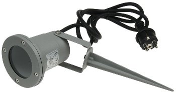 Gartenleuchte "CT-GS10", silbergrau, 230V, 1,5m Kabel+Erdspieß, GU10 Fassung