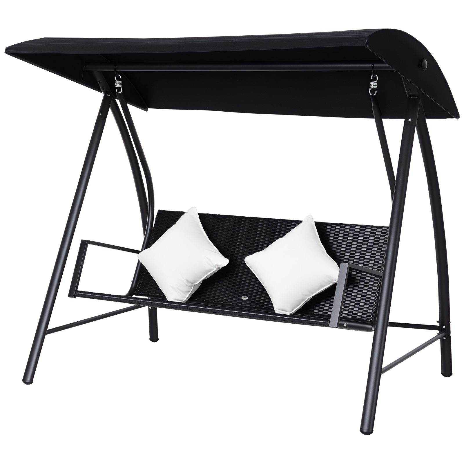 3-Sitzer Hollywoodschaukel Schaukel Polyrattan Metall mit Kissen belastbar bis 360kg Neu (Schwarz) 3-Sitzer Hollywoodschaukel Schaukel Polyrattan Metall mit Kissen belastbar bis 360kg Neu (Schwarz)